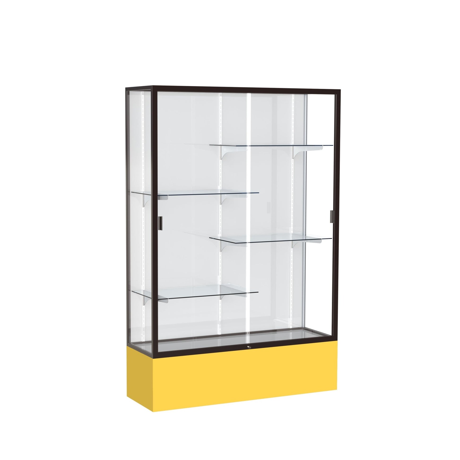 Ghent Spirit Floor Display Case, Unlighted, Aluminum Frame, 72"H x 48"W x 16"D - Waddell Display Collection (GHE - 374XX - XX - XX) - SchoolOutlet