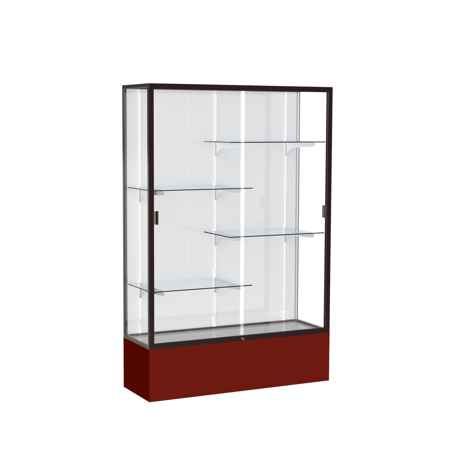 Ghent Spirit Floor Display Case, Unlighted, Aluminum Frame, 72"H x 48"W x 16"D - Waddell Display Collection (GHE - 374XX - XX - XX) - SchoolOutlet
