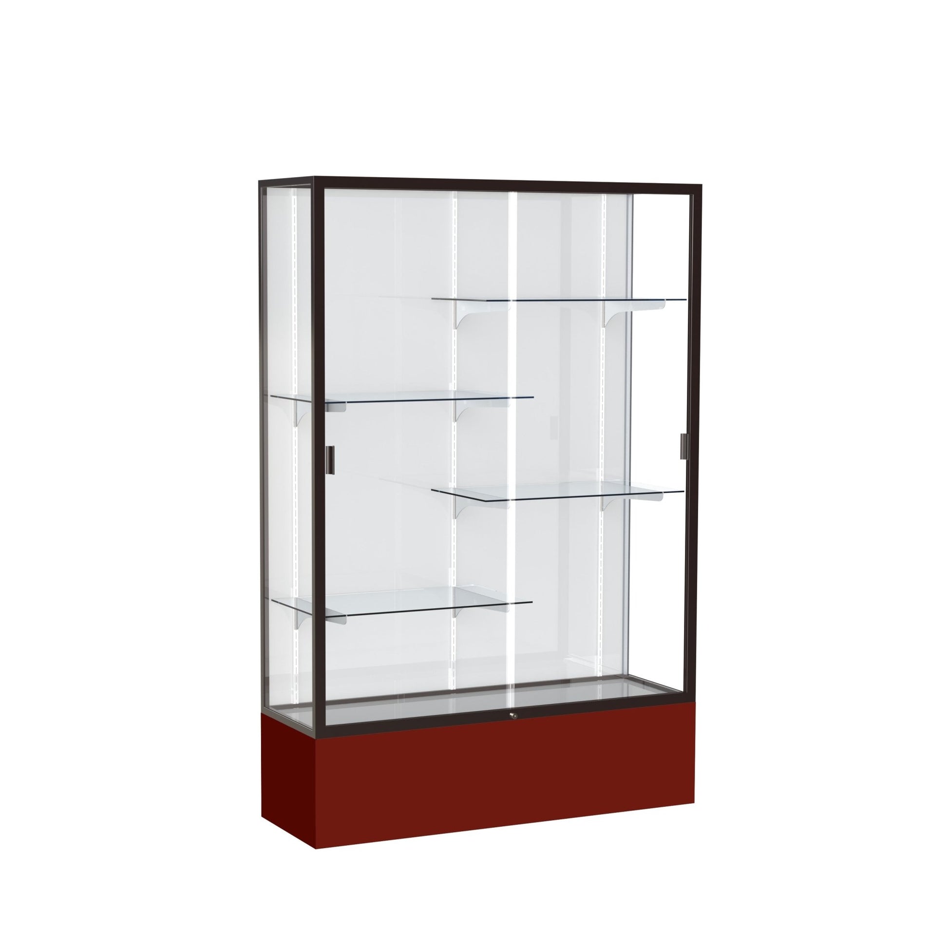 Ghent Spirit Floor Display Case, Unlighted, Aluminum Frame, 72"H x 48"W x 16"D - Waddell Display Collection (GHE - 374XX - XX - XX) - SchoolOutlet