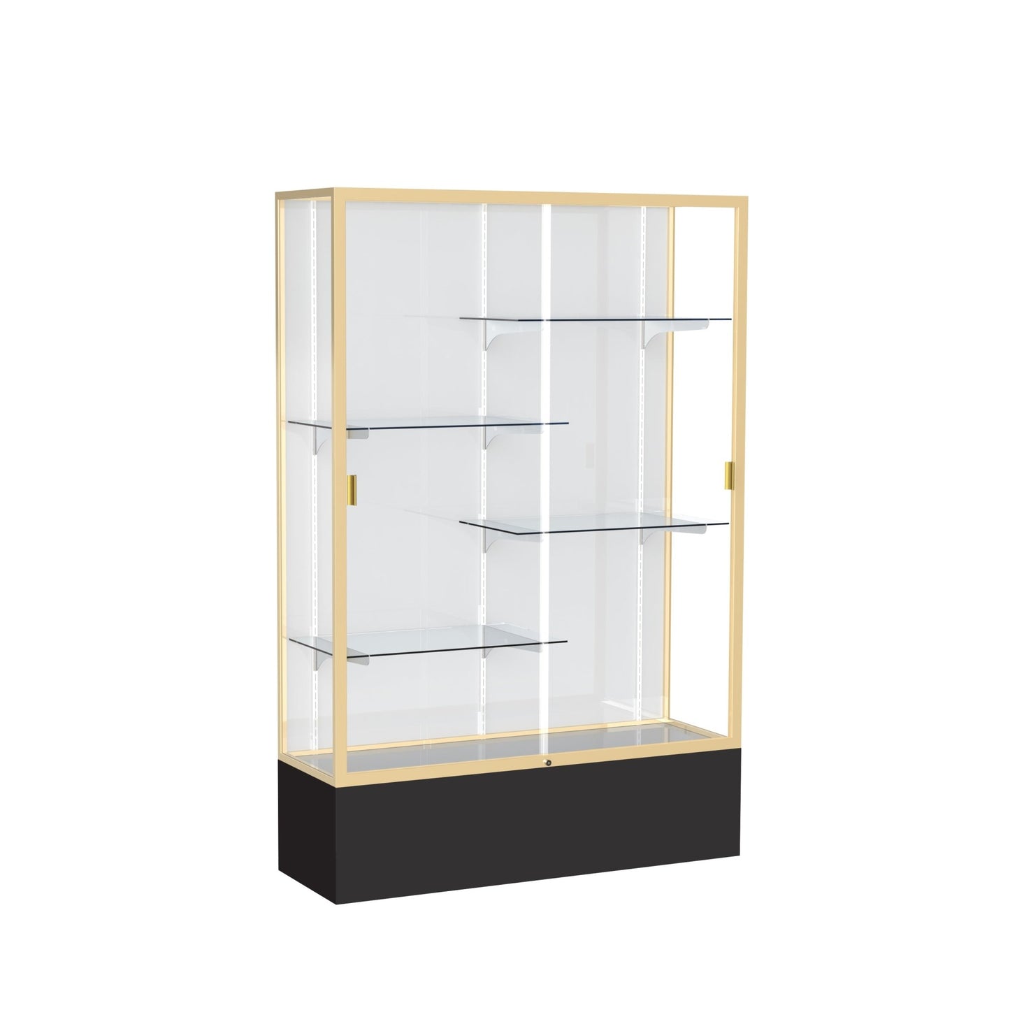 Ghent Spirit Floor Display Case, Unlighted, Aluminum Frame, 72"H x 48"W x 16"D - Waddell Display Collection (GHE - 374XX - XX - XX) - SchoolOutlet