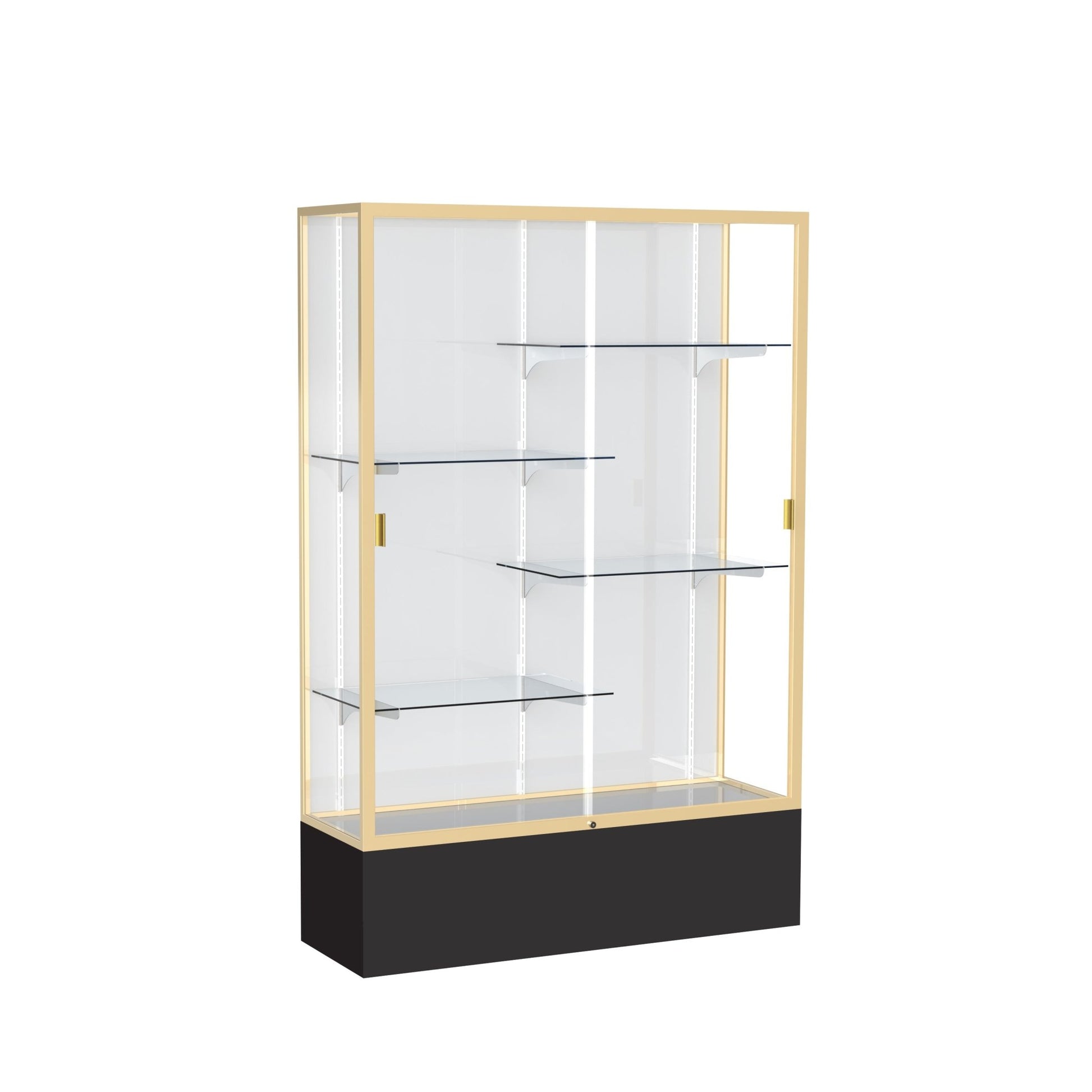 Ghent Spirit Floor Display Case, Unlighted, Aluminum Frame, 72"H x 48"W x 16"D - Waddell Display Collection (GHE - 374XX - XX - XX) - SchoolOutlet