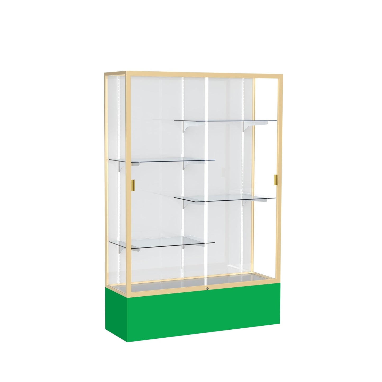 Ghent Spirit Floor Display Case, Unlighted, Aluminum Frame, 72"H x 48"W x 16"D - Waddell Display Collection (GHE - 374XX - XX - XX) - SchoolOutlet