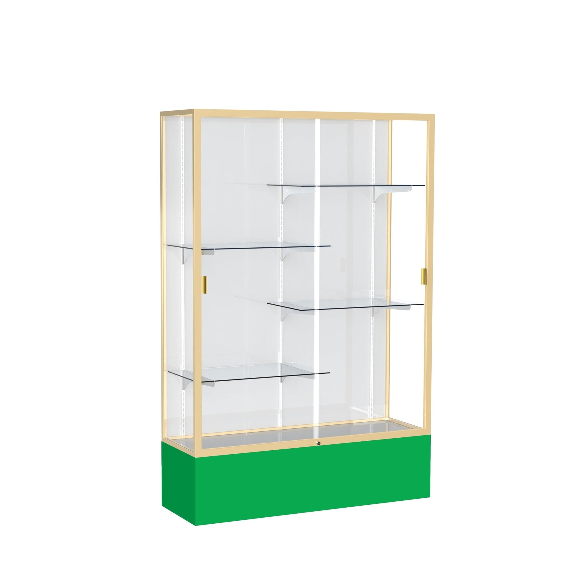 Ghent Spirit Floor Display Case, Unlighted, Aluminum Frame, 72"H x 48"W x 16"D - Waddell Display Collection (GHE - 374XX - XX - XX) - SchoolOutlet
