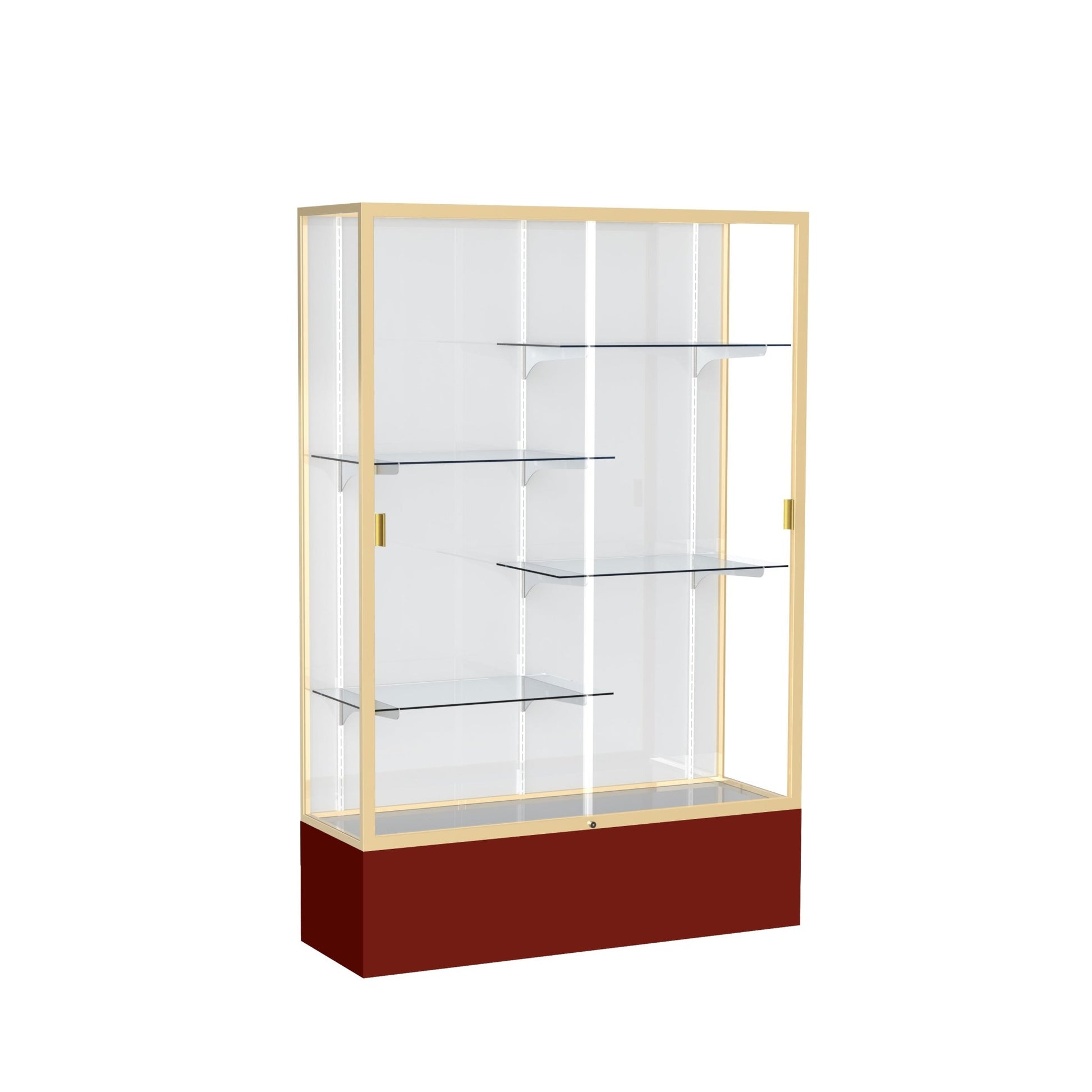 Ghent Spirit Floor Display Case, Unlighted, Aluminum Frame, 72"H x 48"W x 16"D - Waddell Display Collection (GHE - 374XX - XX - XX) - SchoolOutlet