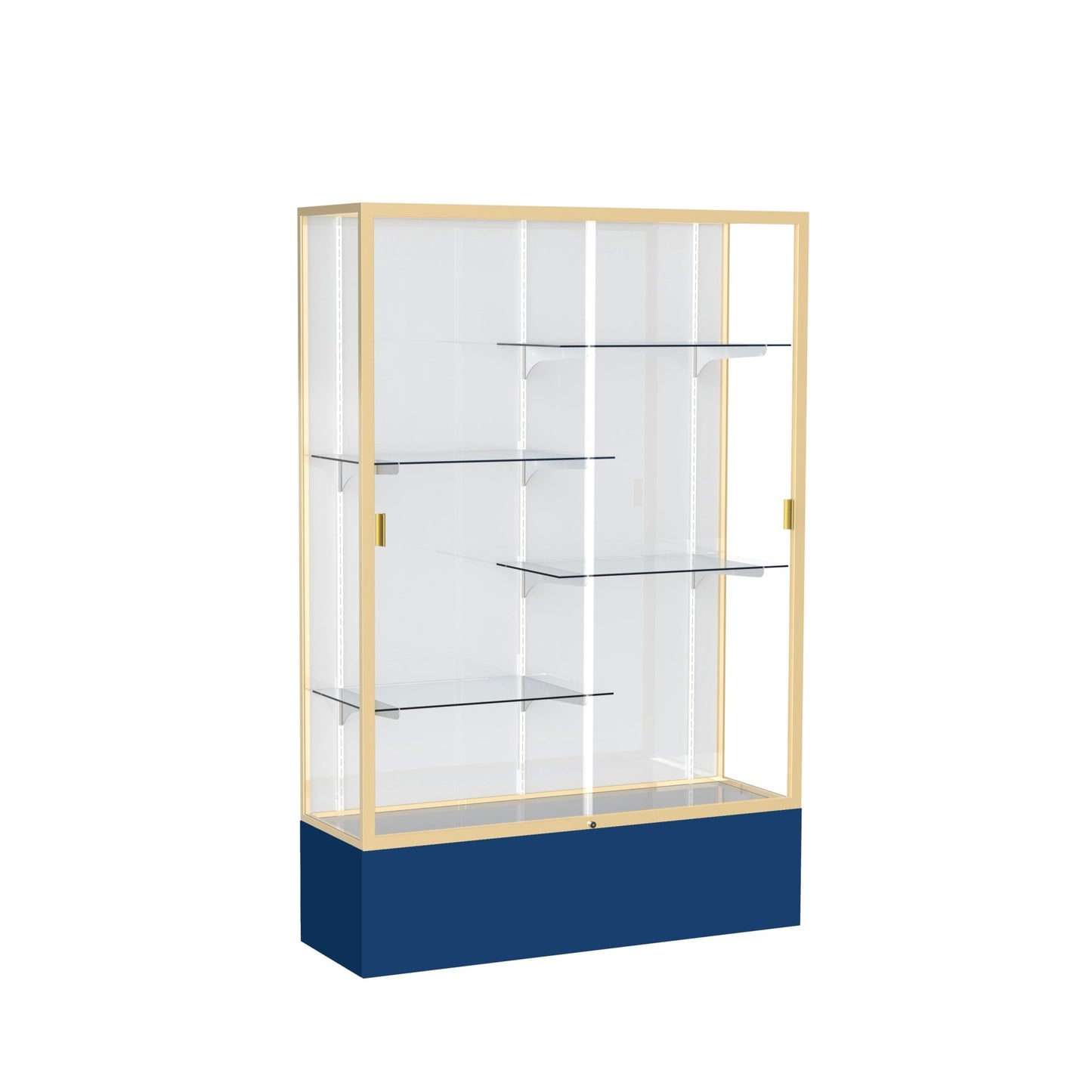 Ghent Spirit Floor Display Case, Unlighted, Aluminum Frame, 72"H x 48"W x 16"D - Waddell Display Collection (GHE - 374XX - XX - XX) - SchoolOutlet