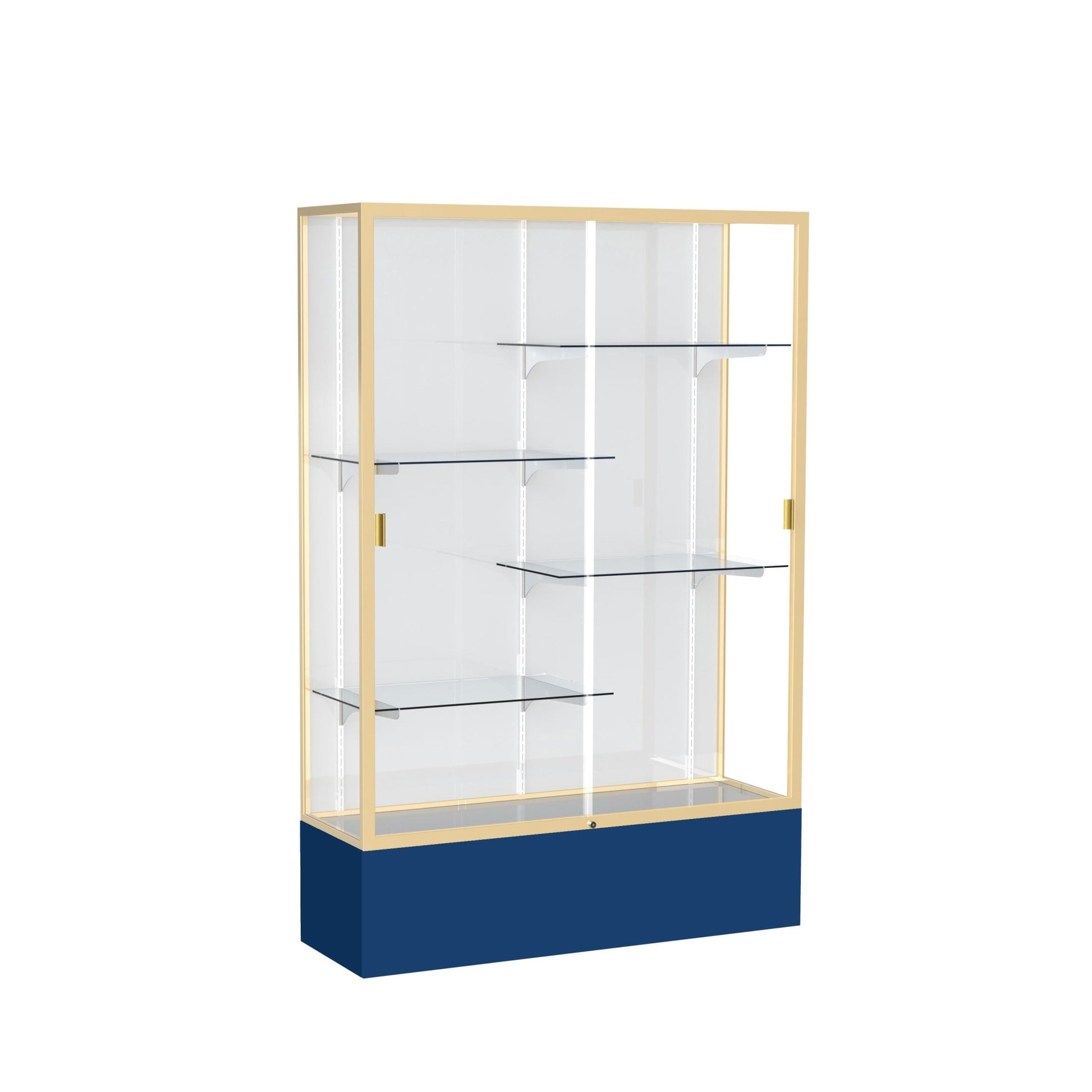 Ghent Spirit Floor Display Case, Unlighted, Aluminum Frame, 72"H x 48"W x 16"D - Waddell Display Collection (GHE - 374XX - XX - XX) - SchoolOutlet