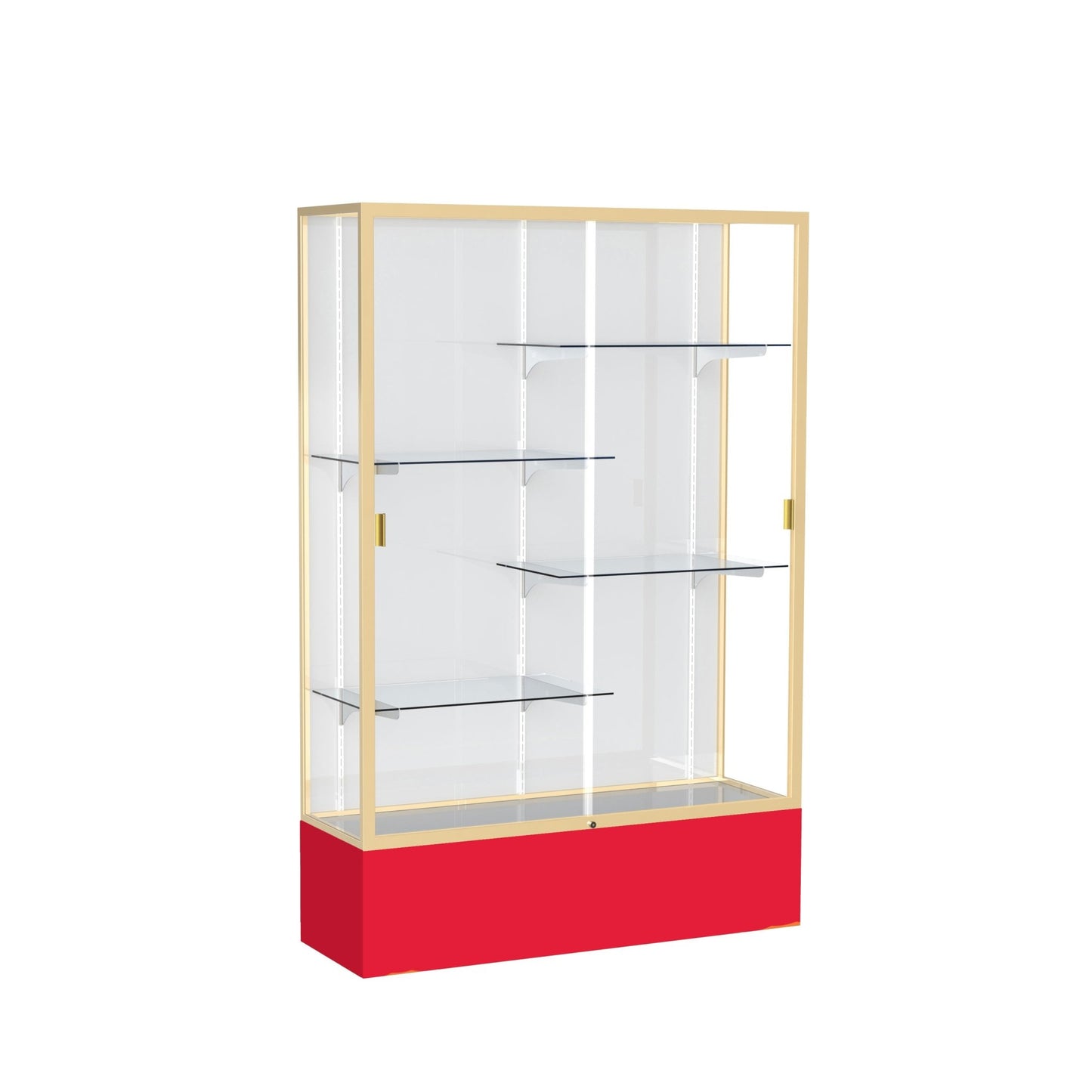 Ghent Spirit Floor Display Case, Unlighted, Aluminum Frame, 72"H x 48"W x 16"D - Waddell Display Collection (GHE - 374XX - XX - XX) - SchoolOutlet