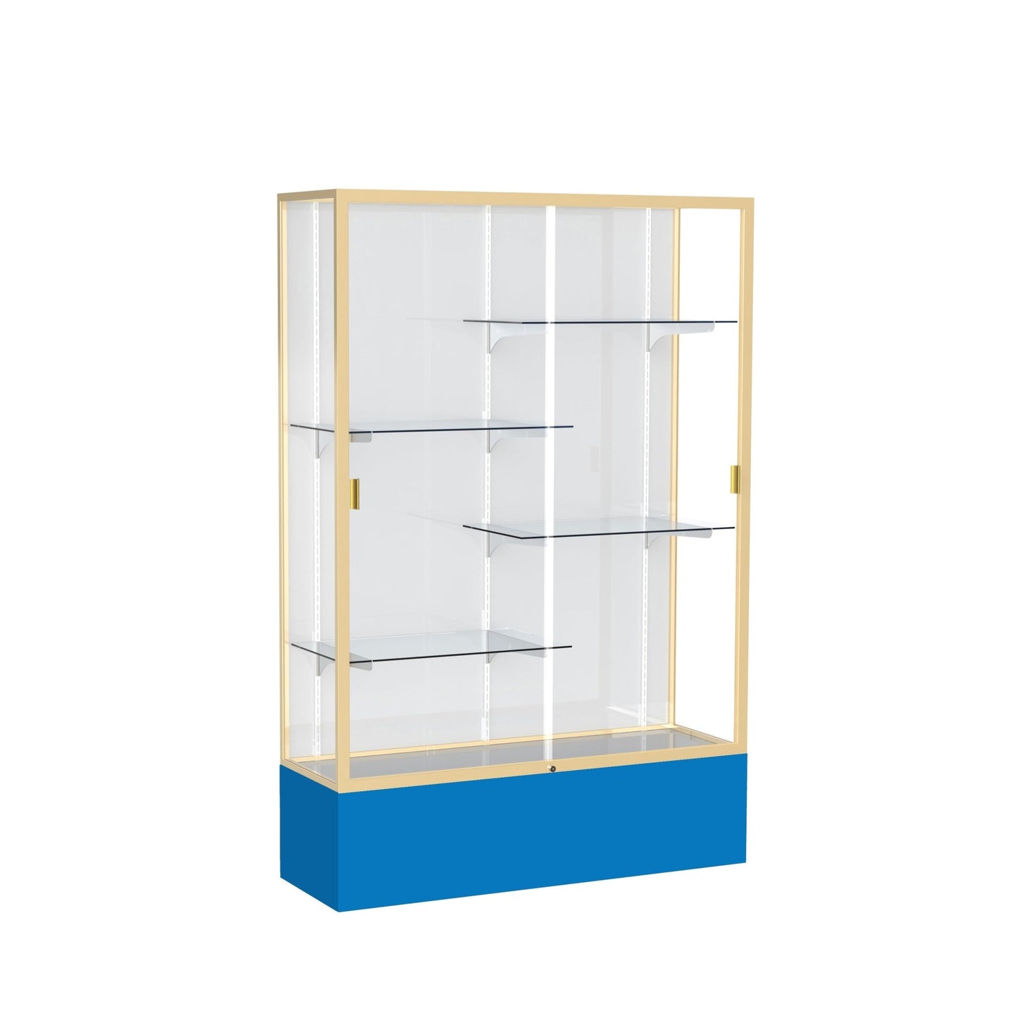 Ghent Spirit Floor Display Case, Unlighted, Aluminum Frame, 72"H x 48"W x 16"D - Waddell Display Collection (GHE - 374XX - XX - XX) - SchoolOutlet