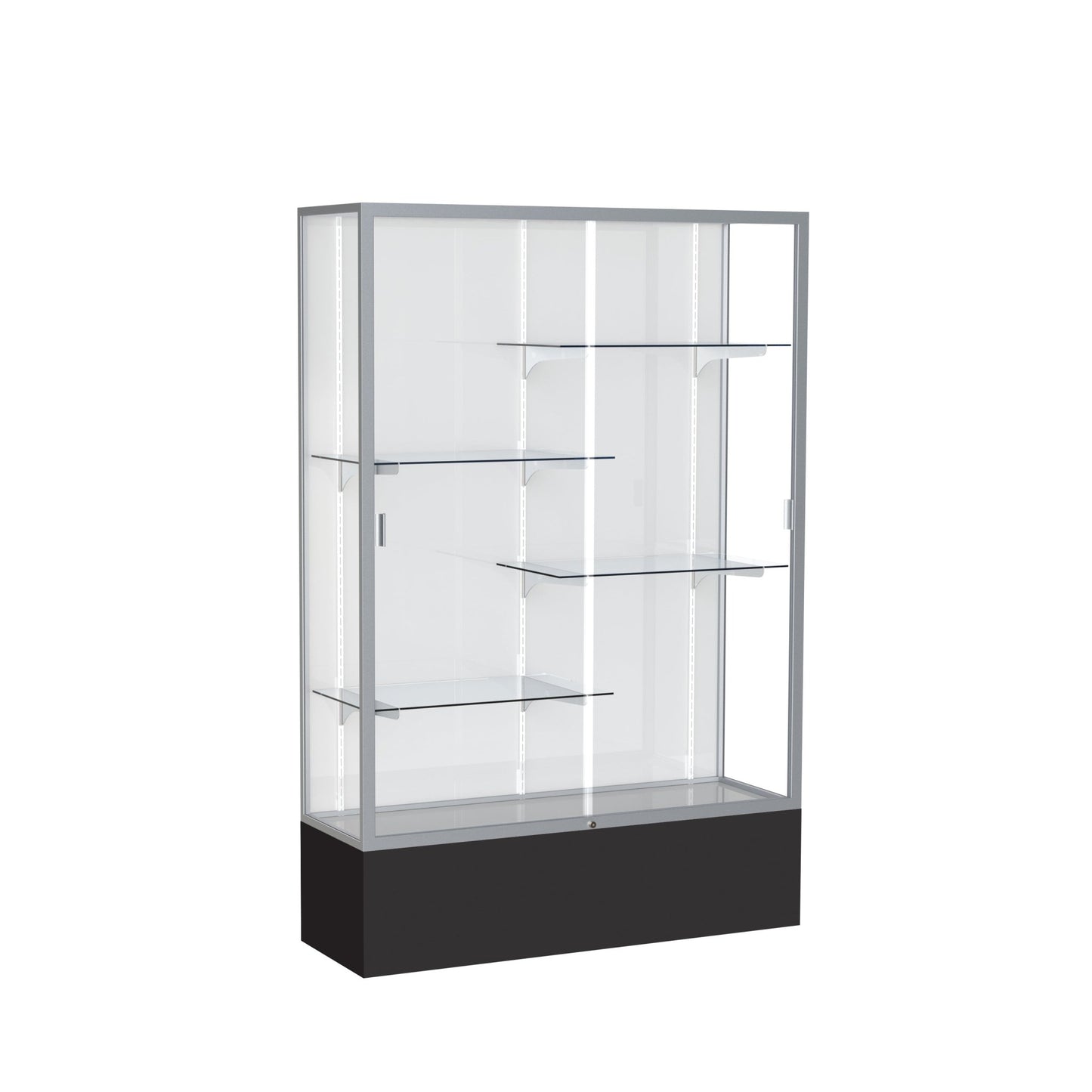 Ghent Spirit Floor Display Case, Unlighted, Aluminum Frame, 72"H x 48"W x 16"D - Waddell Display Collection (GHE - 374XX - XX - XX) - SchoolOutlet