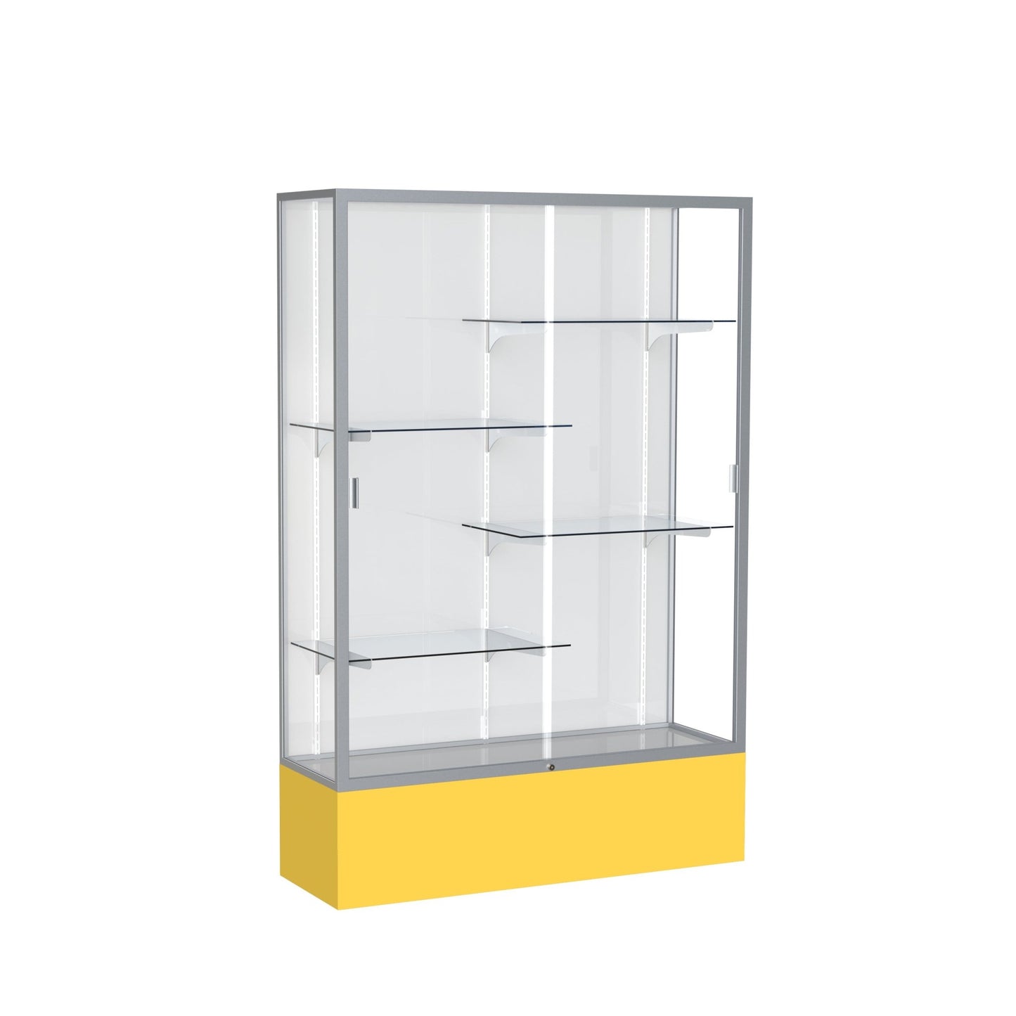 Ghent Spirit Floor Display Case, Unlighted, Aluminum Frame, 72"H x 48"W x 16"D - Waddell Display Collection (GHE - 374XX - XX - XX) - SchoolOutlet