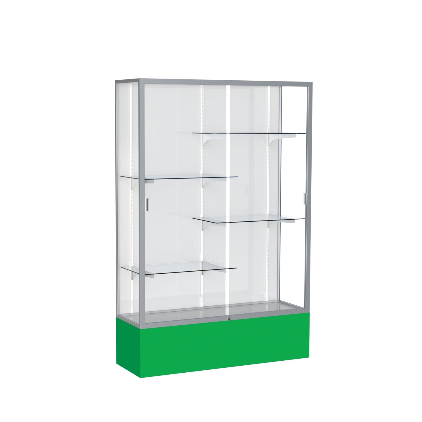 Ghent Spirit Floor Display Case, Unlighted, Aluminum Frame, 72"H x 48"W x 16"D - Waddell Display Collection (GHE - 374XX - XX - XX) - SchoolOutlet