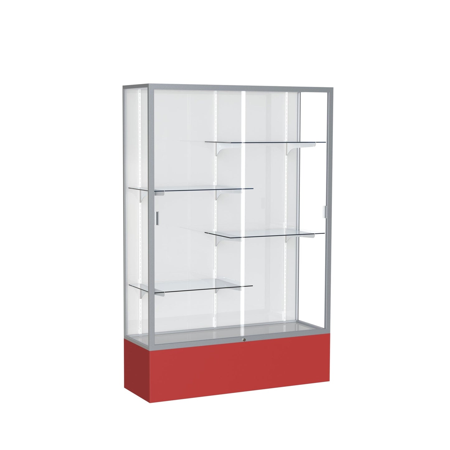 Ghent Spirit Floor Display Case, Unlighted, Aluminum Frame, 72"H x 48"W x 16"D - Waddell Display Collection (GHE - 374XX - XX - XX) - SchoolOutlet