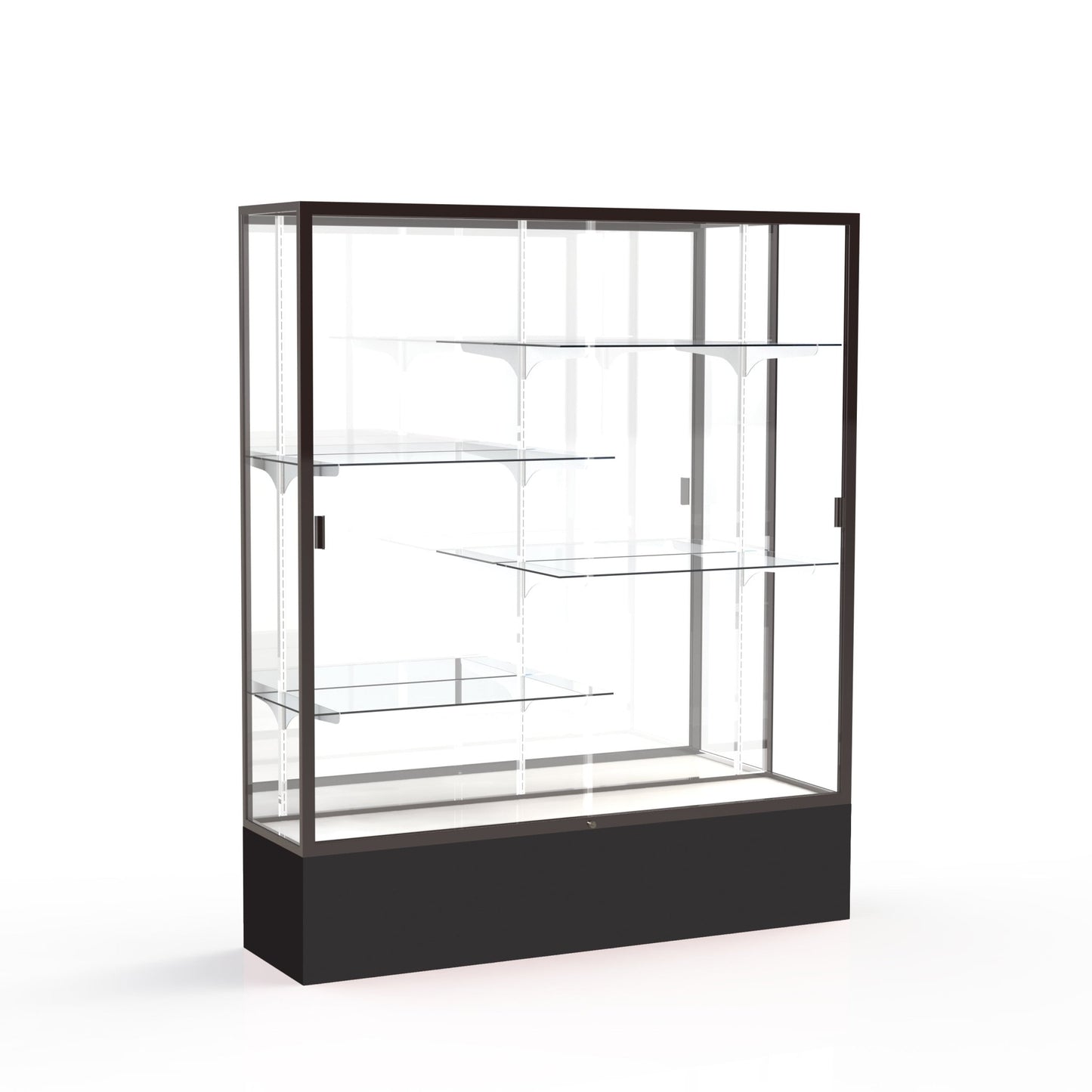 Ghent Spirit Floor Display Case, Unlighted, Aluminum Frame, 72"H x 60"W x 16"D - Waddell Display Collection (GHE - 375XX - XX - XX) - SchoolOutlet
