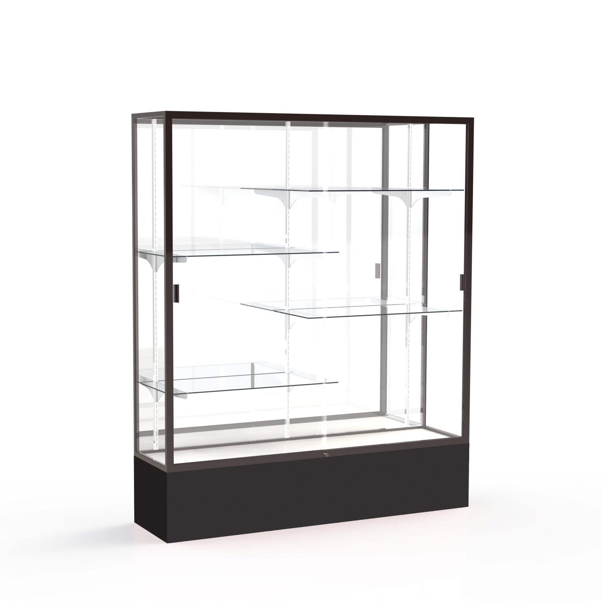 Ghent Spirit Floor Display Case, Unlighted, Aluminum Frame, 72"H x 60"W x 16"D - Waddell Display Collection (GHE - 375XX - XX - XX) - SchoolOutlet