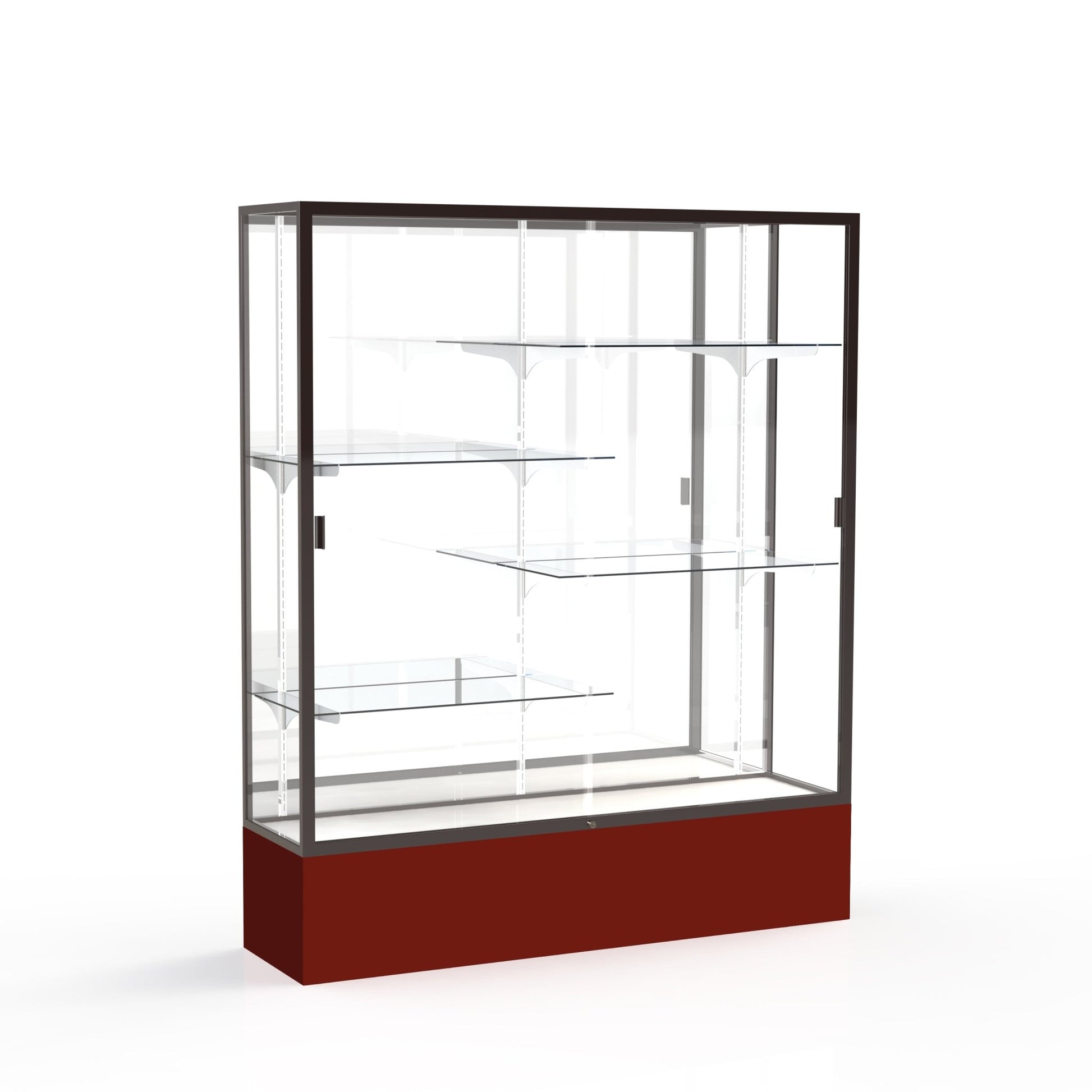 Ghent Spirit Floor Display Case, Unlighted, Aluminum Frame, 72"H x 60"W x 16"D - Waddell Display Collection (GHE - 375XX - XX - XX) - SchoolOutlet