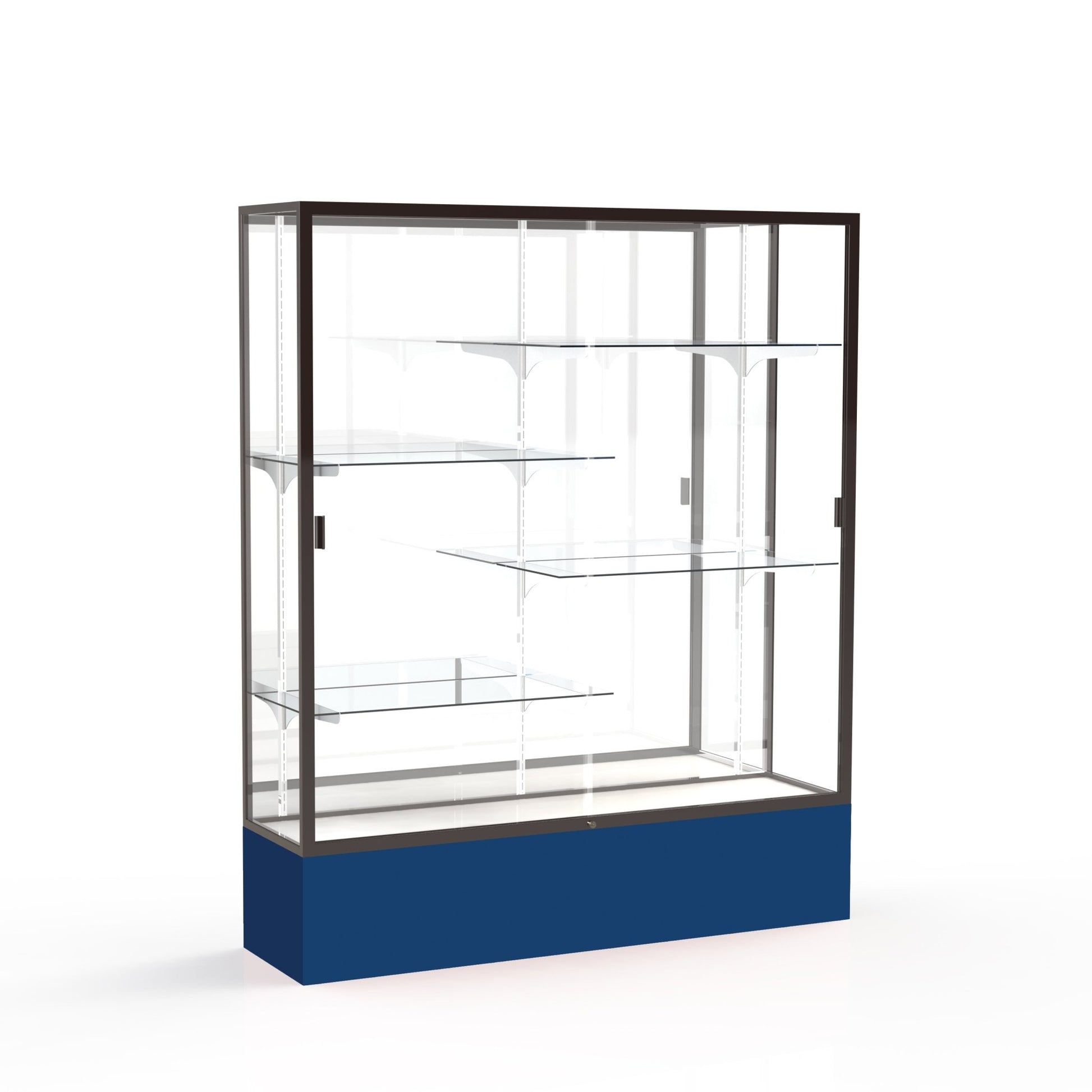 Ghent Spirit Floor Display Case, Unlighted, Aluminum Frame, 72"H x 60"W x 16"D - Waddell Display Collection (GHE - 375XX - XX - XX) - SchoolOutlet