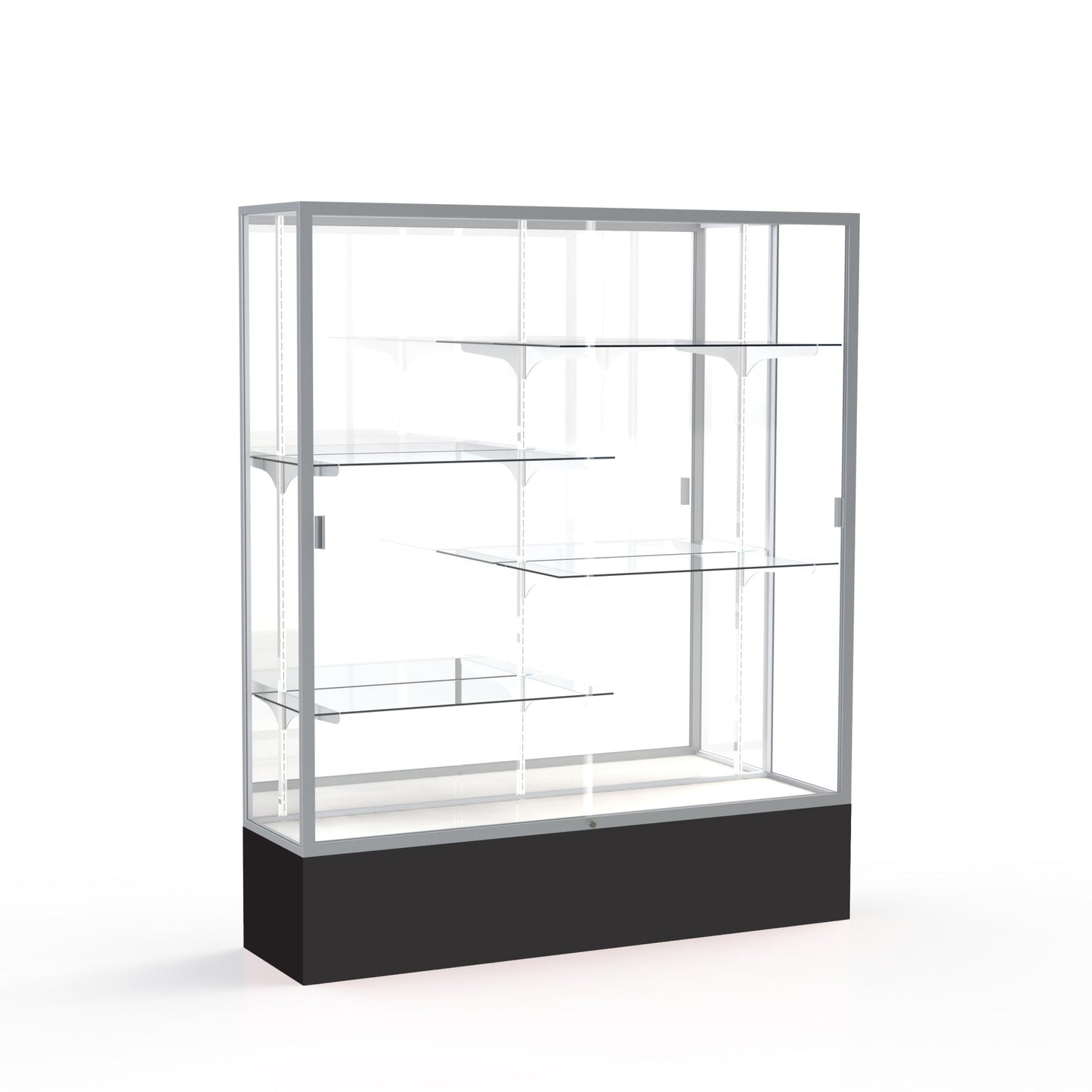 Ghent Spirit Floor Display Case, Unlighted, Aluminum Frame, 72"H x 60"W x 16"D - Waddell Display Collection (GHE - 375XX - XX - XX) - SchoolOutlet