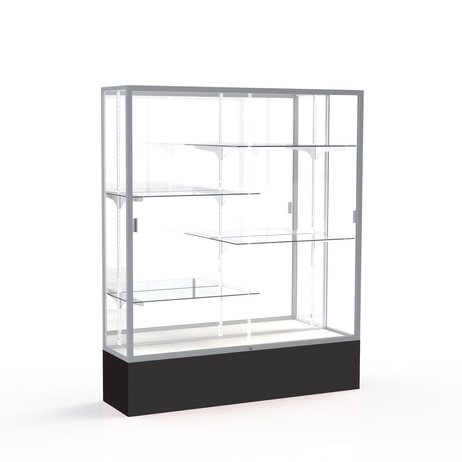 Ghent Spirit Floor Display Case, Unlighted, Aluminum Frame, 72"H x 60"W x 16"D - Waddell Display Collection (GHE - 375XX - XX - XX) - SchoolOutlet