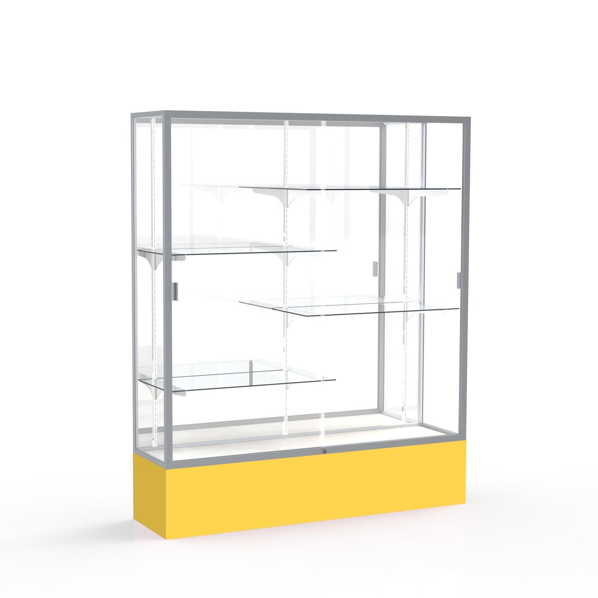 Ghent Spirit Floor Display Case, Unlighted, Aluminum Frame, 72"H x 60"W x 16"D - Waddell Display Collection (GHE - 375XX - XX - XX) - SchoolOutlet