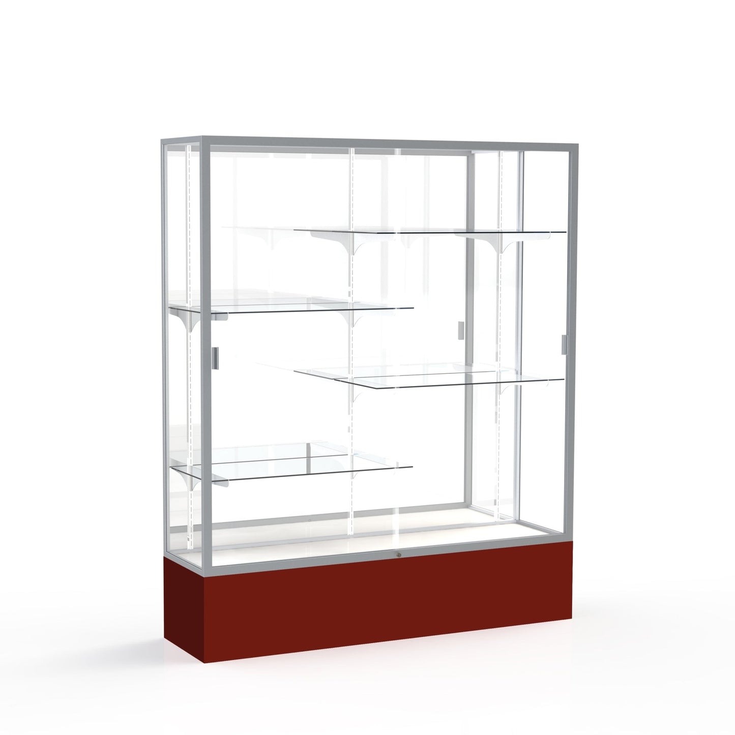 Ghent Spirit Floor Display Case, Unlighted, Aluminum Frame, 72"H x 60"W x 16"D - Waddell Display Collection (GHE - 375XX - XX - XX) - SchoolOutlet