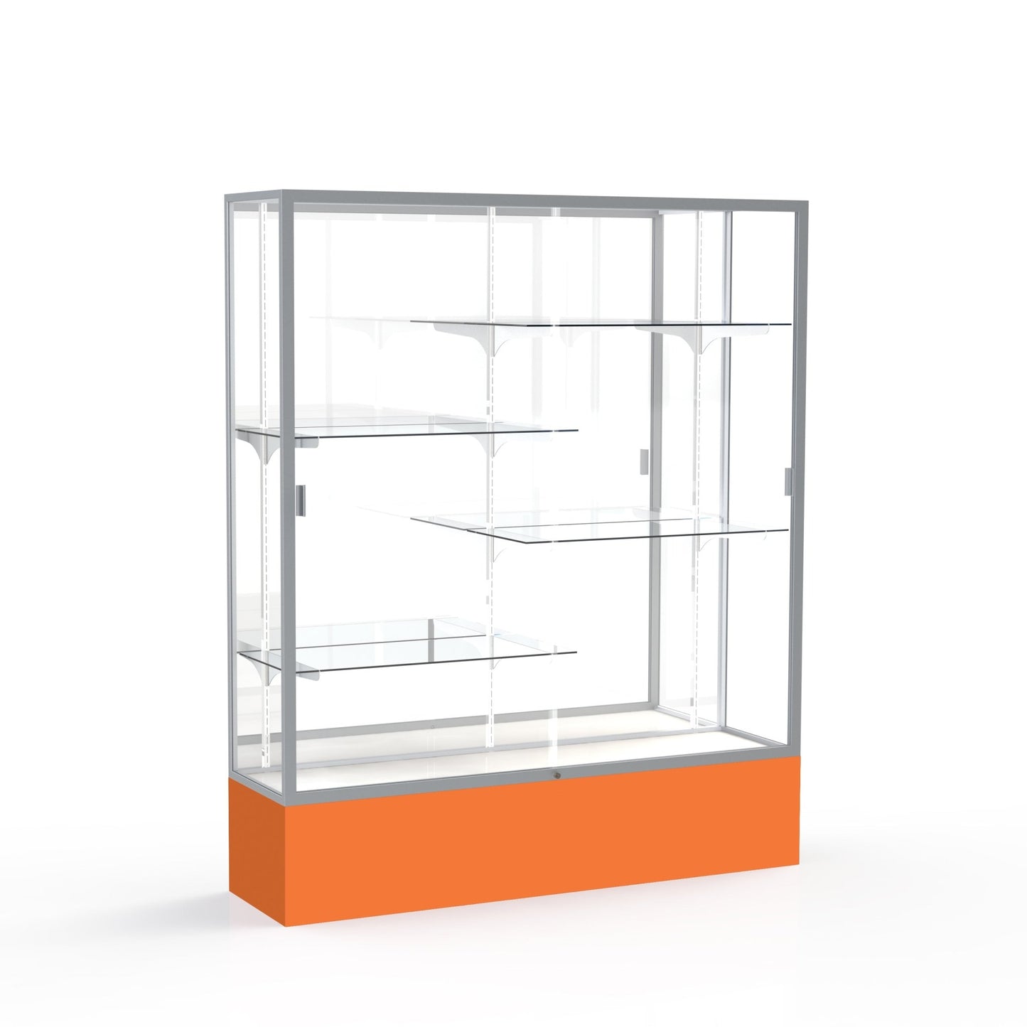 Ghent Spirit Floor Display Case, Unlighted, Aluminum Frame, 72"H x 60"W x 16"D - Waddell Display Collection (GHE - 375XX - XX - XX) - SchoolOutlet