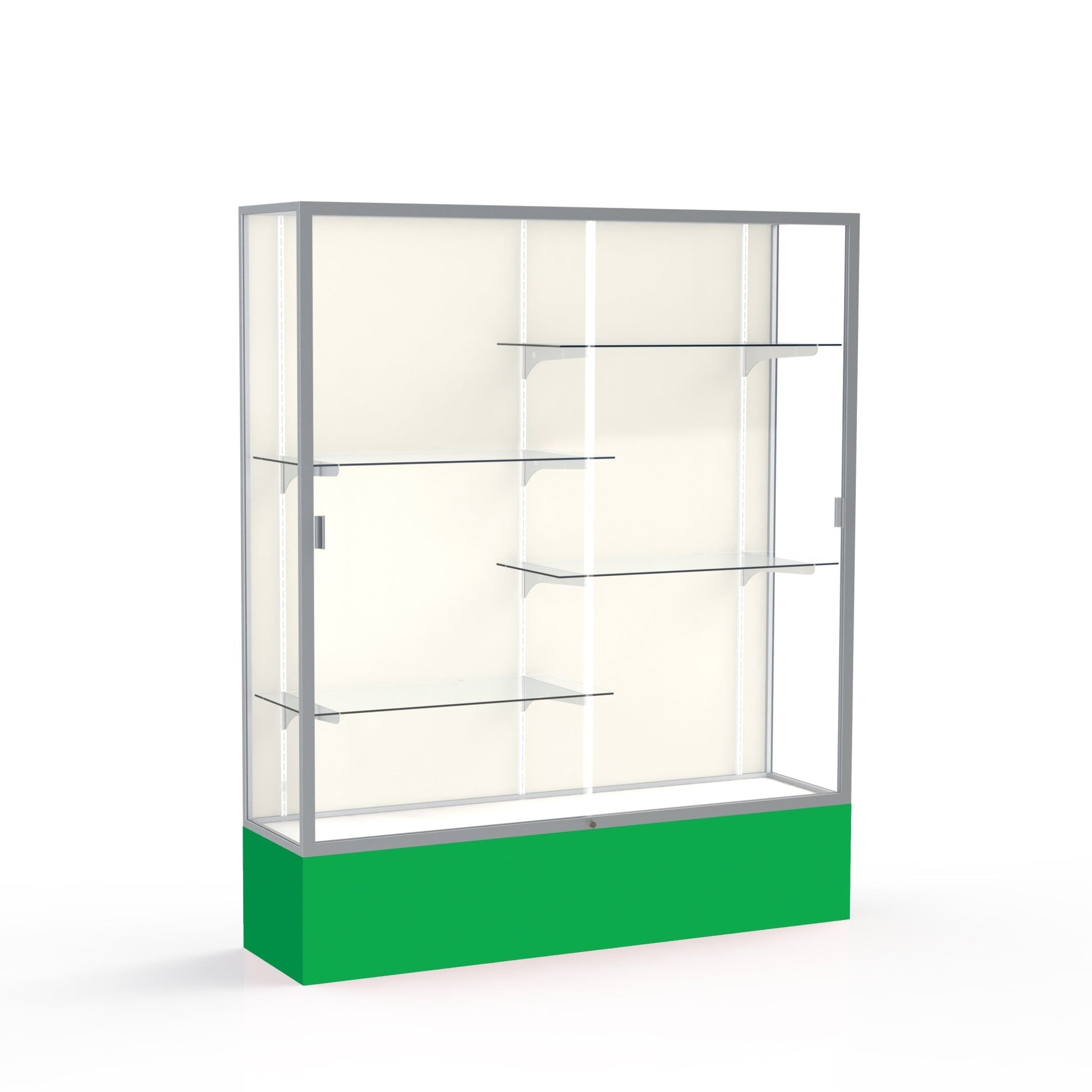 Ghent Spirit Floor Display Case, Unlighted, Aluminum Frame, 72"H x 60"W x 16"D - Waddell Display Collection (GHE - 375XX - XX - XX) - SchoolOutlet
