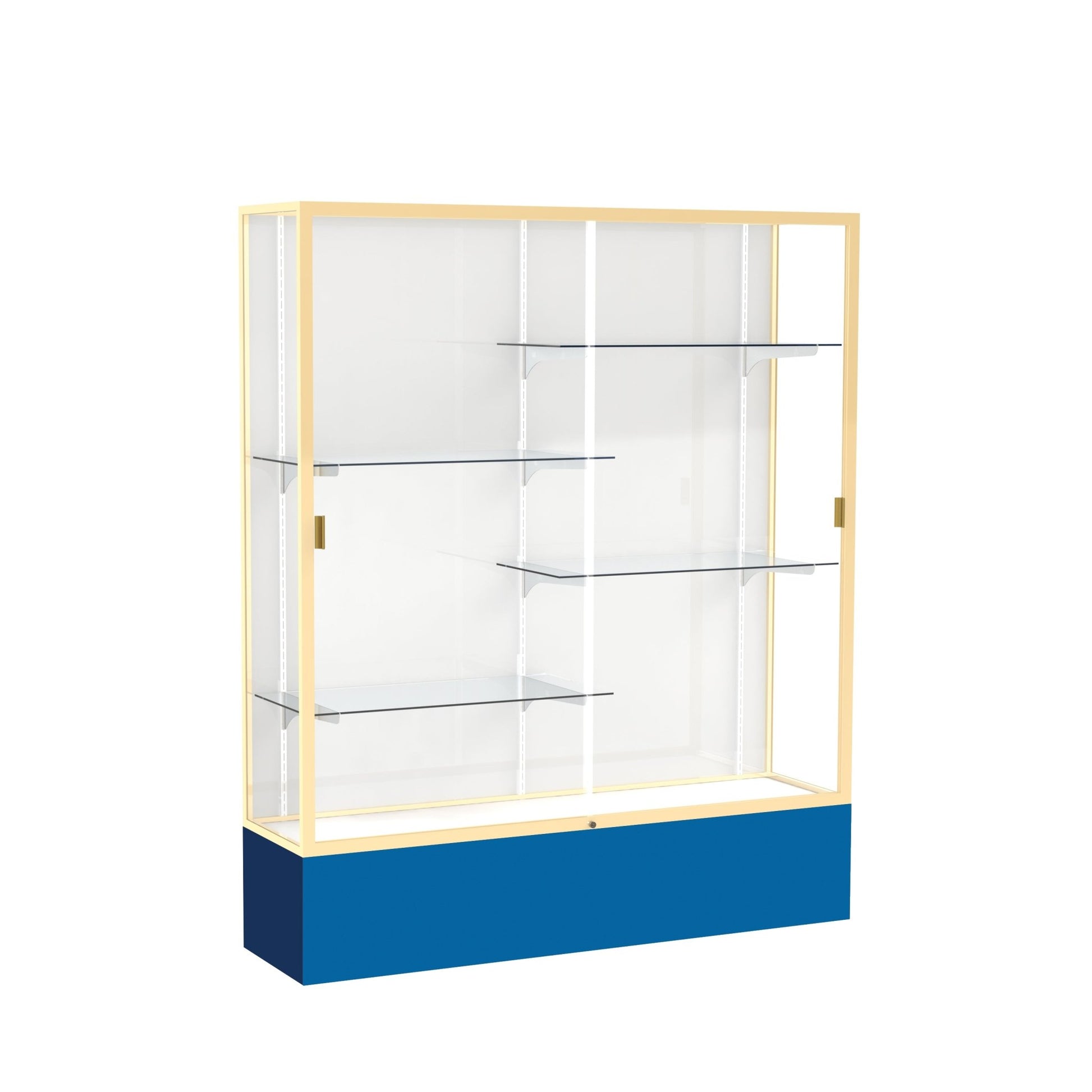Ghent Spirit Floor Display Case, Unlighted, Aluminum Frame, 72"H x 60"W x 16"D - Waddell Display Collection (GHE - 375XX - XX - XX) - SchoolOutlet