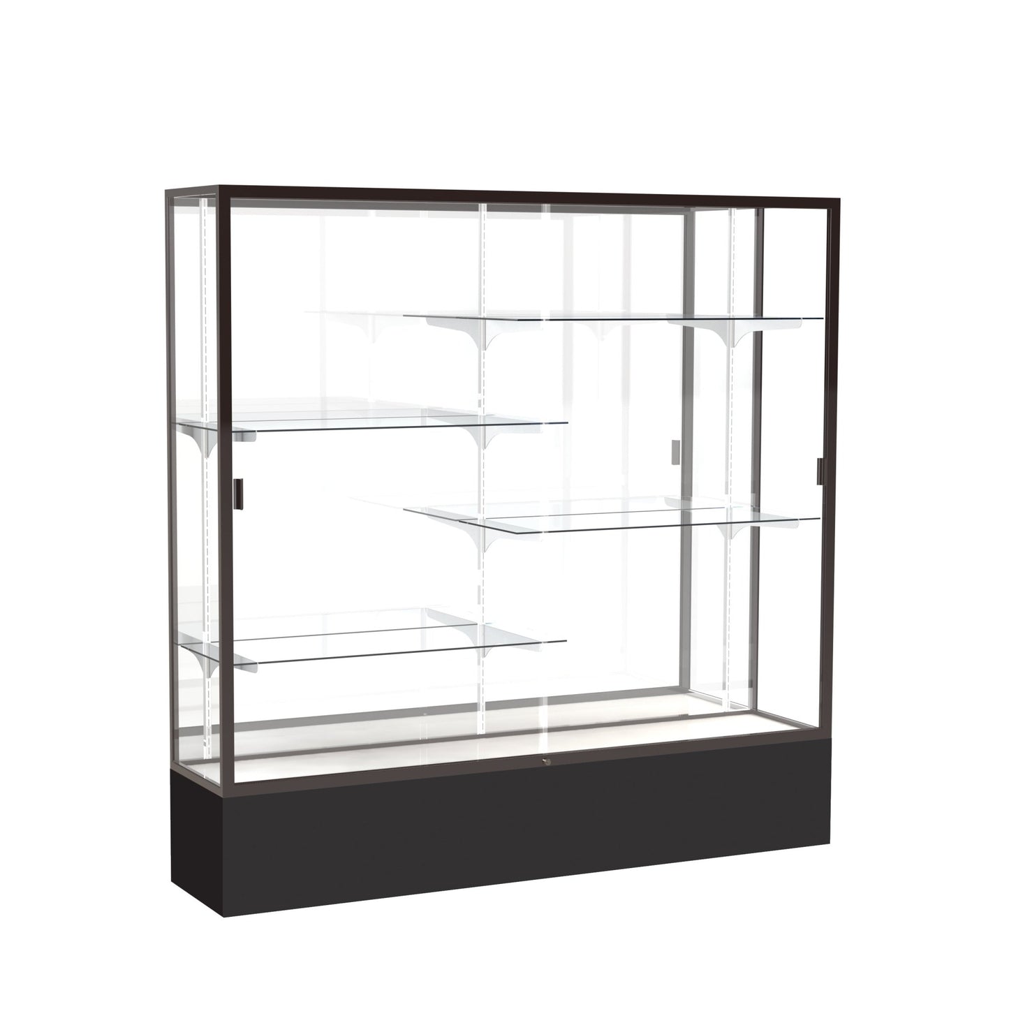 Ghent Spirit Floor Display Case, Unlighted, Aluminum Frame, 72"H x 72"W x 16"D - Waddell Display Collection (GHE - 376XX - XX - XX) - SchoolOutlet