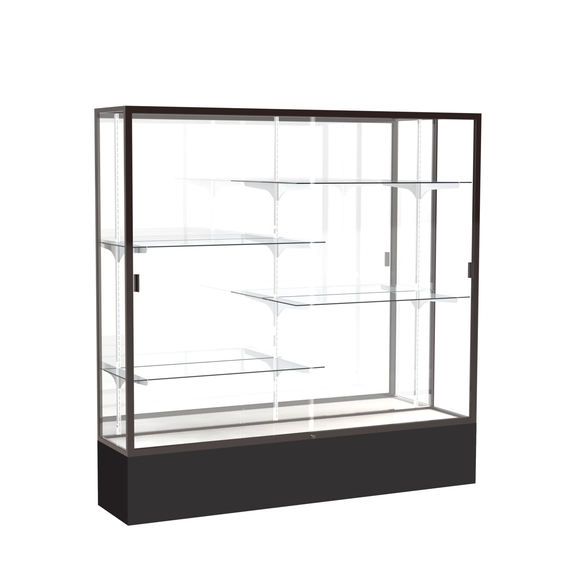 Ghent Spirit Floor Display Case, Unlighted, Aluminum Frame, 72"H x 72"W x 16"D - Waddell Display Collection (GHE - 376XX - XX - XX) - SchoolOutlet