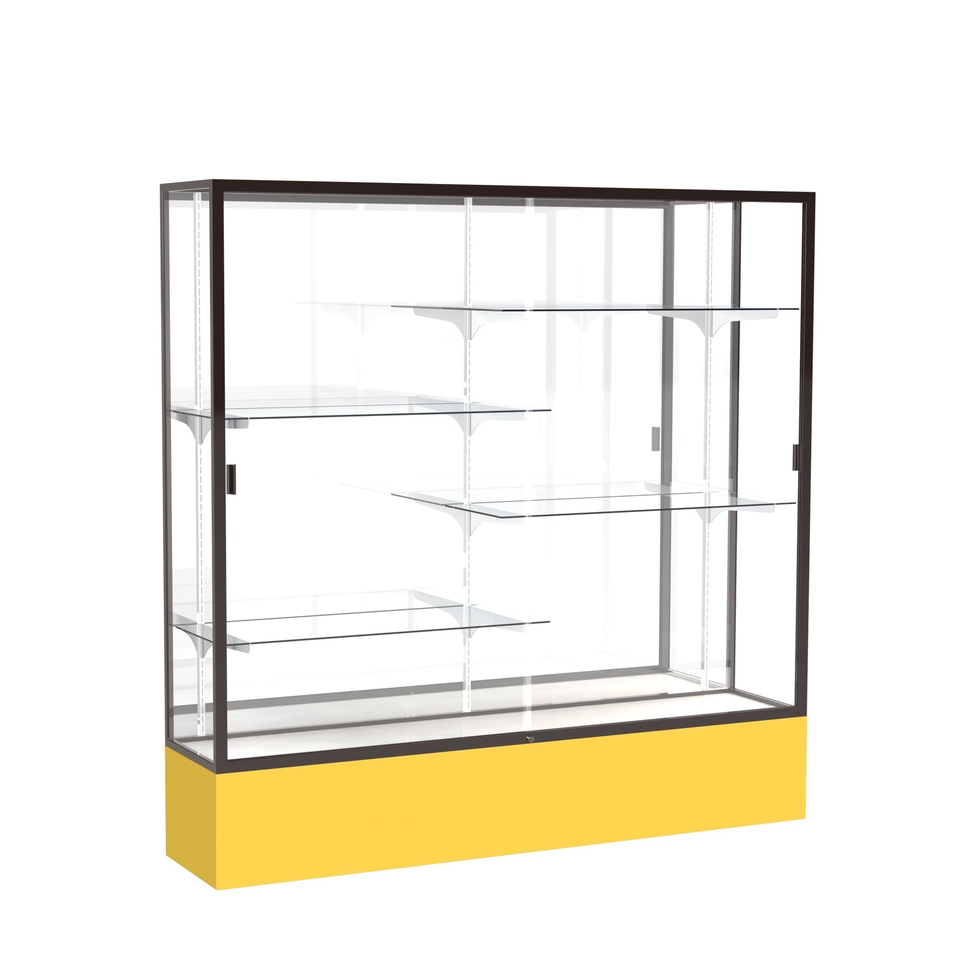 Ghent Spirit Floor Display Case, Unlighted, Aluminum Frame, 72"H x 72"W x 16"D - Waddell Display Collection (GHE - 376XX - XX - XX) - SchoolOutlet