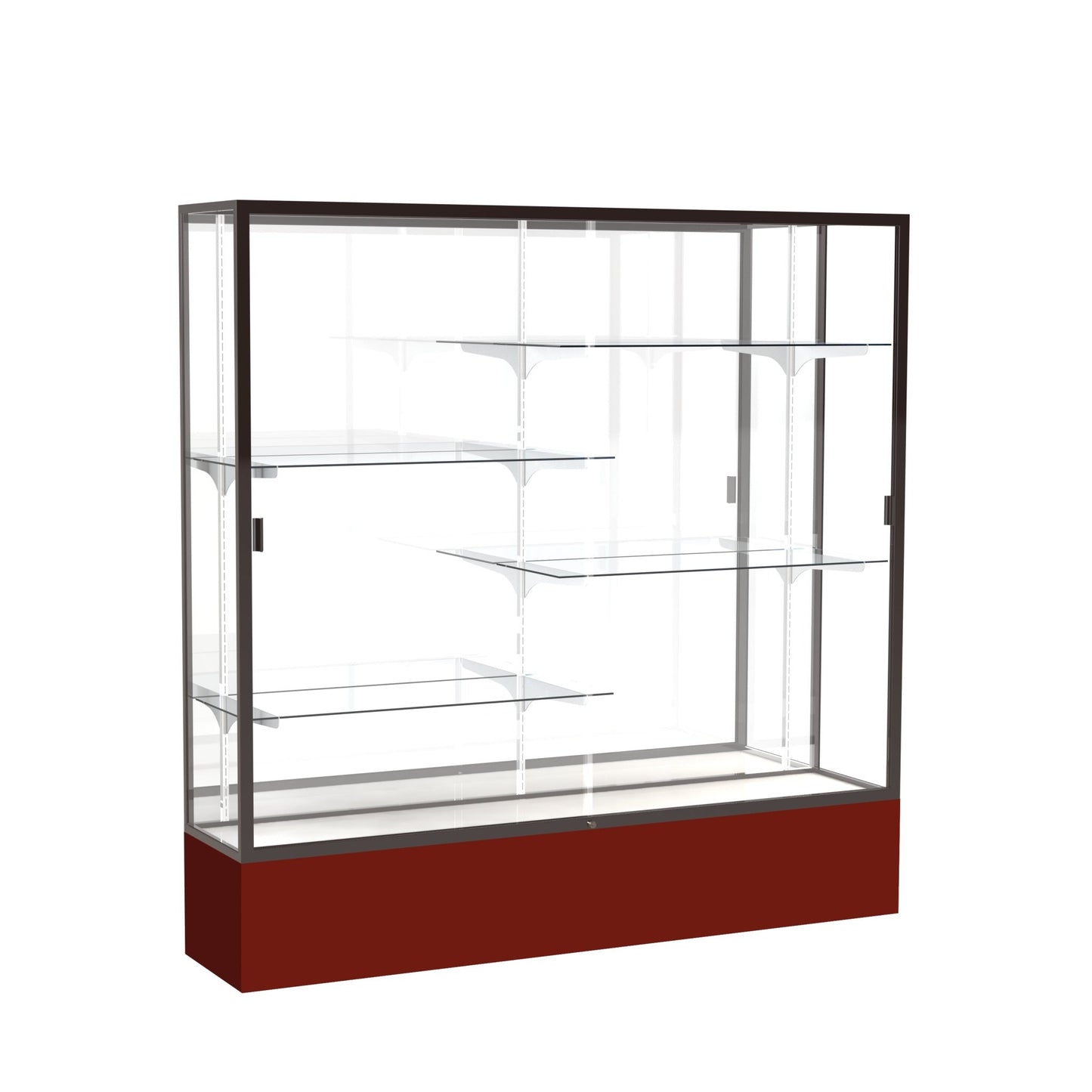 Ghent Spirit Floor Display Case, Unlighted, Aluminum Frame, 72"H x 72"W x 16"D - Waddell Display Collection (GHE - 376XX - XX - XX) - SchoolOutlet