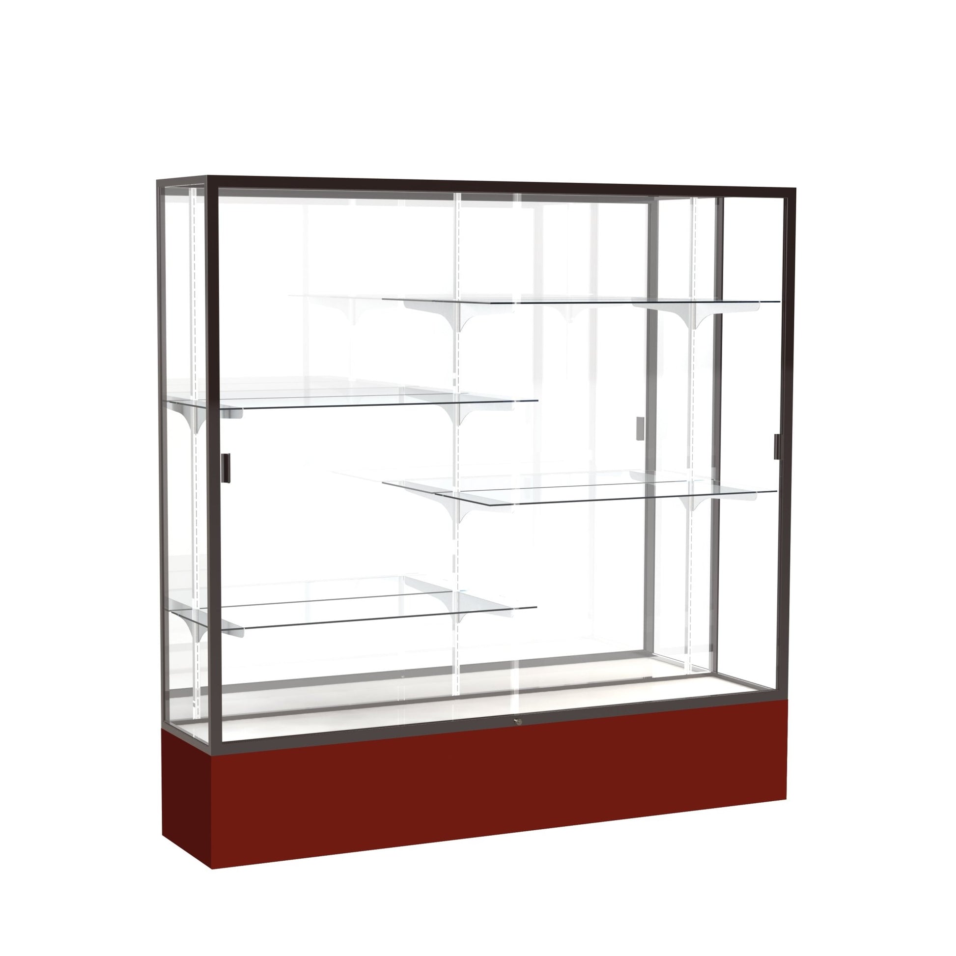 Ghent Spirit Floor Display Case, Unlighted, Aluminum Frame, 72"H x 72"W x 16"D - Waddell Display Collection (GHE - 376XX - XX - XX) - SchoolOutlet