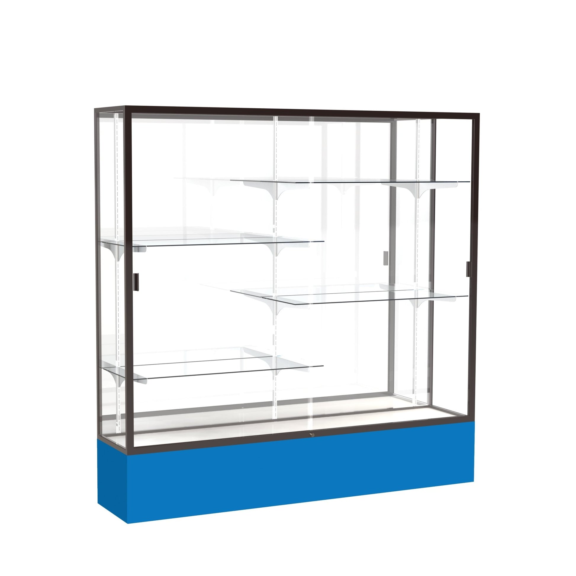 Ghent Spirit Floor Display Case, Unlighted, Aluminum Frame, 72"H x 72"W x 16"D - Waddell Display Collection (GHE - 376XX - XX - XX) - SchoolOutlet