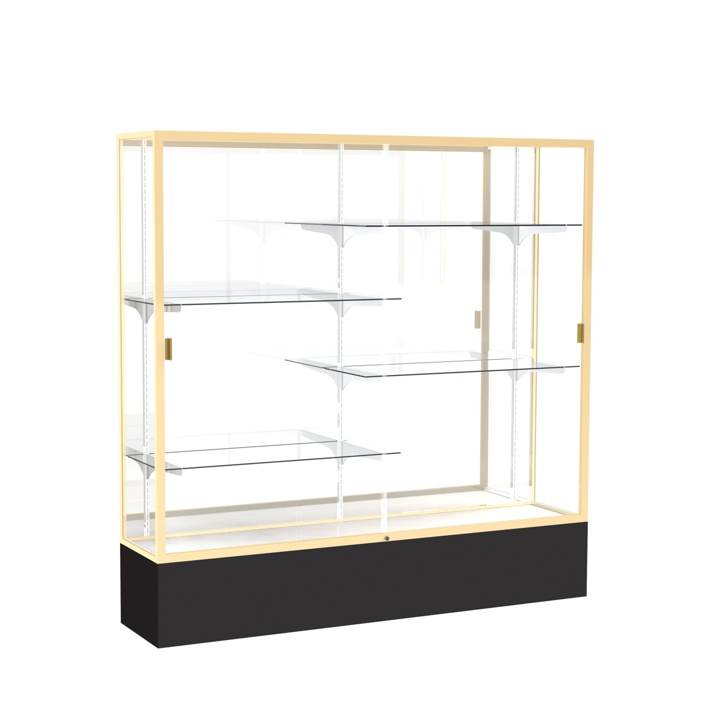 Ghent Spirit Floor Display Case, Unlighted, Aluminum Frame, 72"H x 72"W x 16"D - Waddell Display Collection (GHE - 376XX - XX - XX) - SchoolOutlet