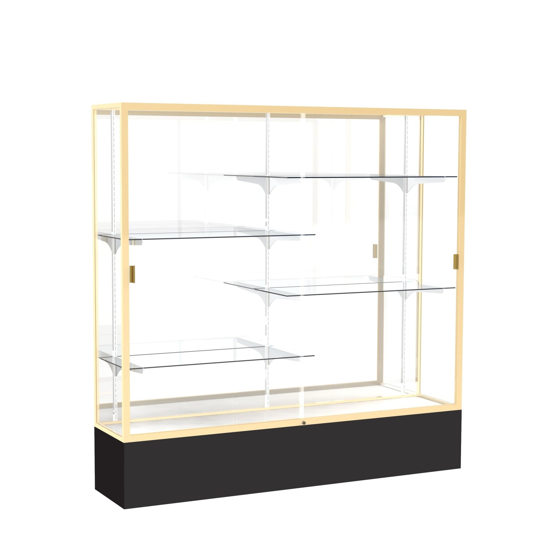 Ghent Spirit Floor Display Case, Unlighted, Aluminum Frame, 72"H x 72"W x 16"D - Waddell Display Collection (GHE - 376XX - XX - XX) - SchoolOutlet