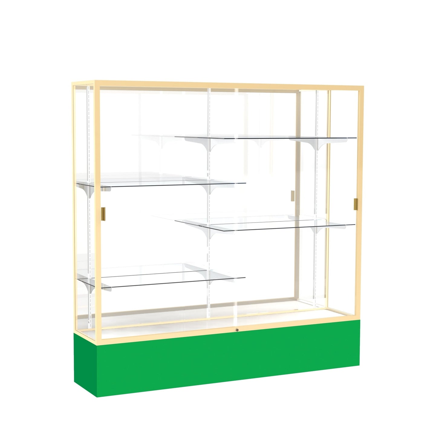 Ghent Spirit Floor Display Case, Unlighted, Aluminum Frame, 72"H x 72"W x 16"D - Waddell Display Collection (GHE - 376XX - XX - XX) - SchoolOutlet