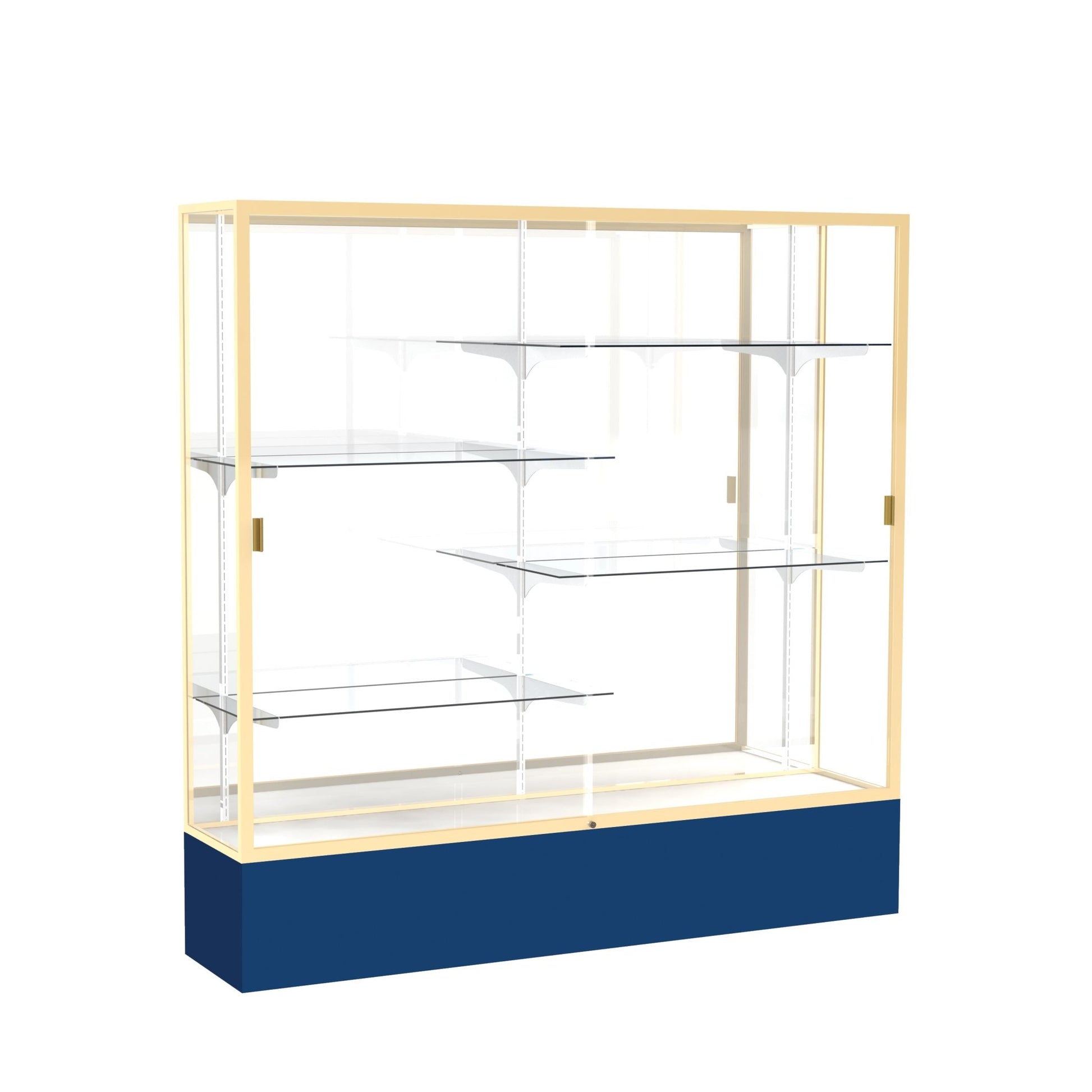 Ghent Spirit Floor Display Case, Unlighted, Aluminum Frame, 72"H x 72"W x 16"D - Waddell Display Collection (GHE - 376XX - XX - XX) - SchoolOutlet