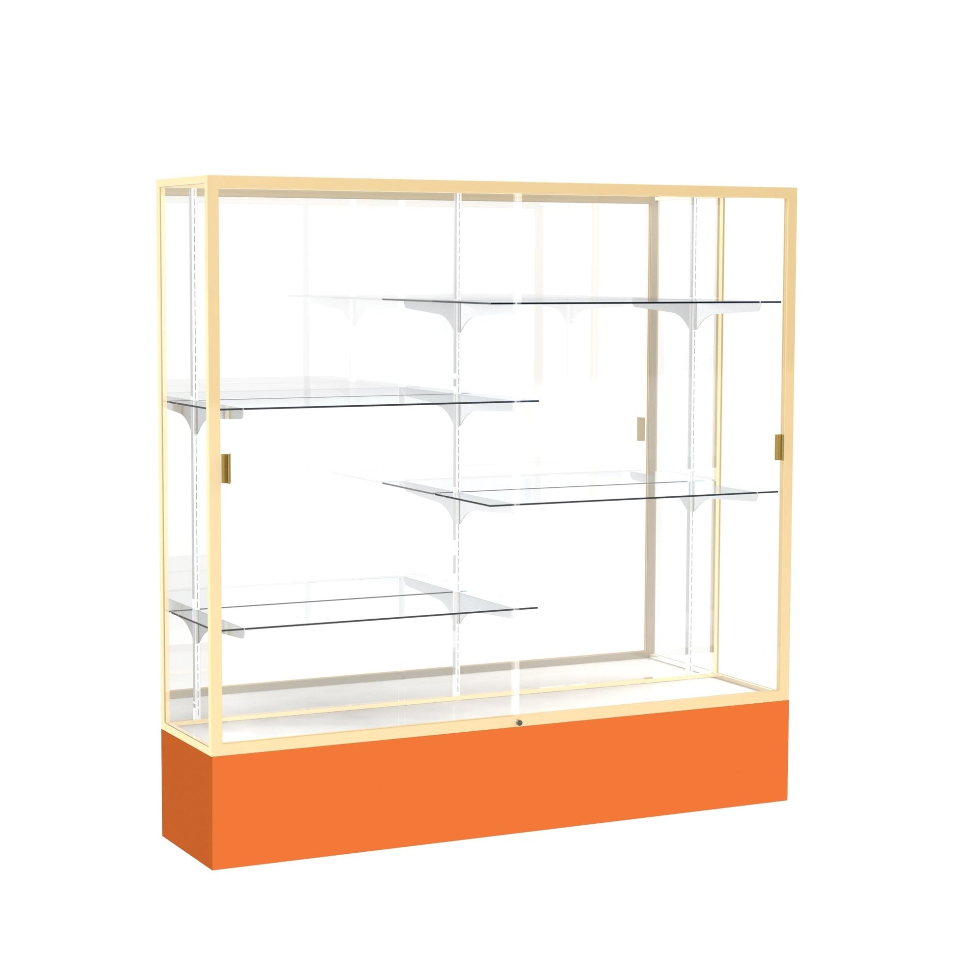 Ghent Spirit Floor Display Case, Unlighted, Aluminum Frame, 72"H x 72"W x 16"D - Waddell Display Collection (GHE - 376XX - XX - XX) - SchoolOutlet