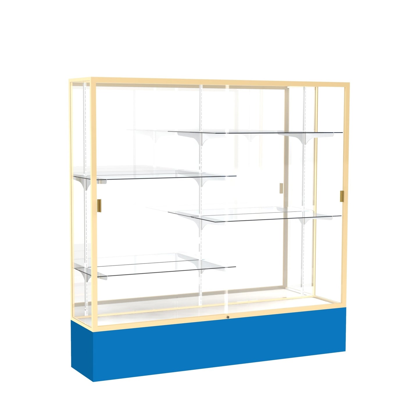 Ghent Spirit Floor Display Case, Unlighted, Aluminum Frame, 72"H x 72"W x 16"D - Waddell Display Collection (GHE - 376XX - XX - XX) - SchoolOutlet
