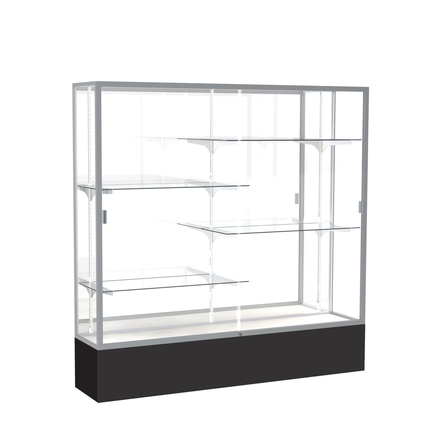 Ghent Spirit Floor Display Case, Unlighted, Aluminum Frame, 72"H x 72"W x 16"D - Waddell Display Collection (GHE - 376XX - XX - XX) - SchoolOutlet