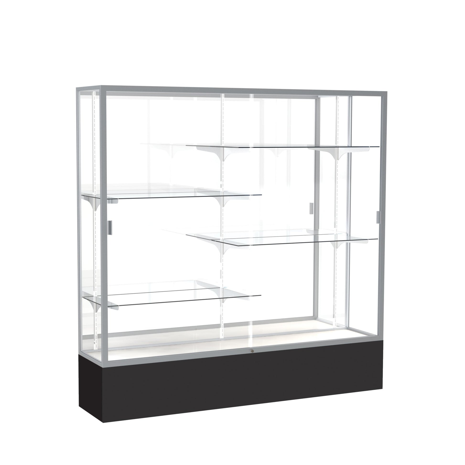 Ghent Spirit Floor Display Case, Unlighted, Aluminum Frame, 72"H x 72"W x 16"D - Waddell Display Collection (GHE - 376XX - XX - XX) - SchoolOutlet