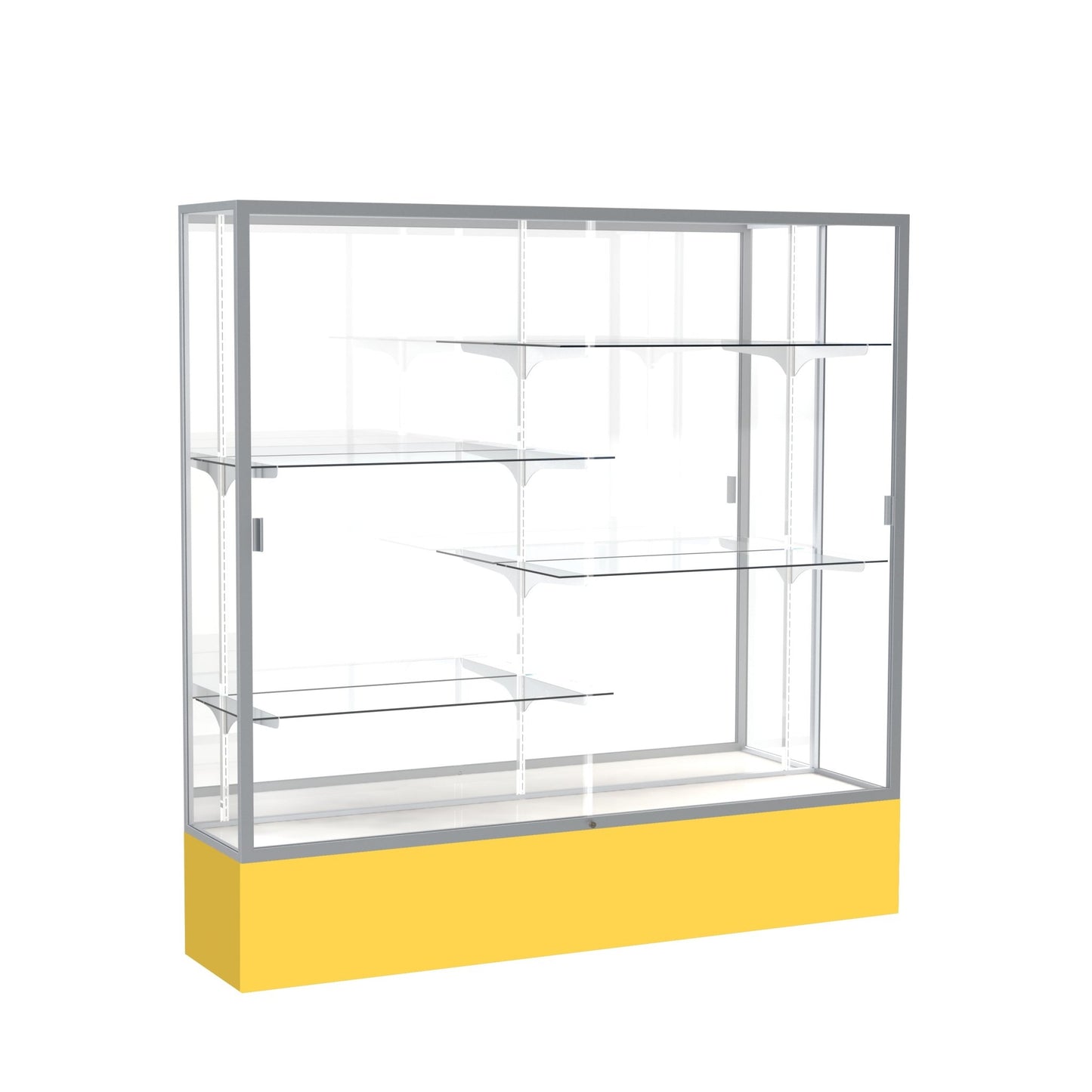Ghent Spirit Floor Display Case, Unlighted, Aluminum Frame, 72"H x 72"W x 16"D - Waddell Display Collection (GHE - 376XX - XX - XX) - SchoolOutlet