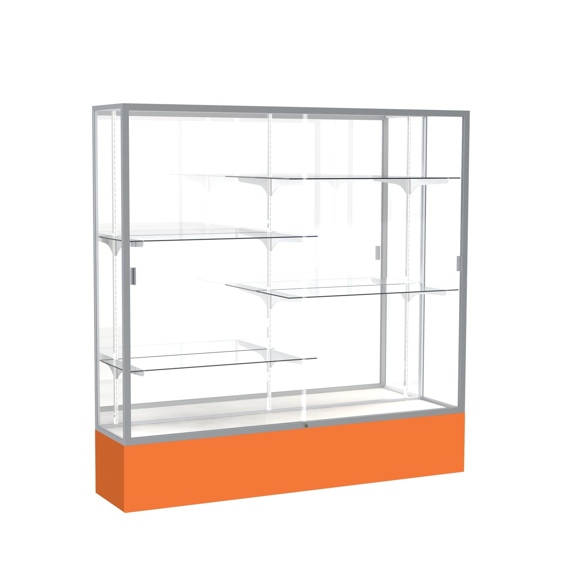 Ghent Spirit Floor Display Case, Unlighted, Aluminum Frame, 72"H x 72"W x 16"D - Waddell Display Collection (GHE - 376XX - XX - XX) - SchoolOutlet