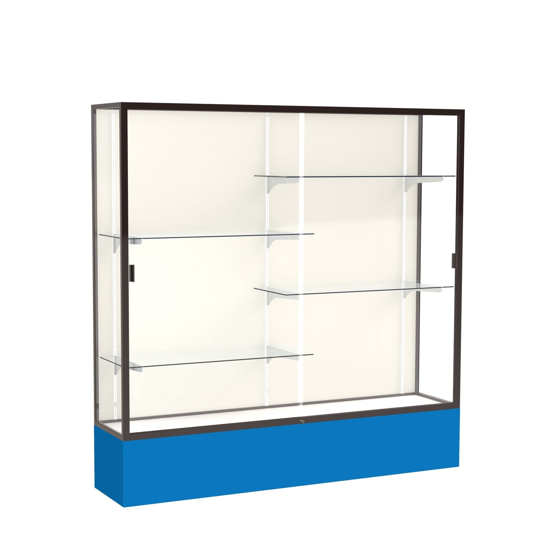 Ghent Spirit Floor Display Case, Unlighted, Aluminum Frame, 72"H x 72"W x 16"D - Waddell Display Collection (GHE - 376XX - XX - XX) - SchoolOutlet