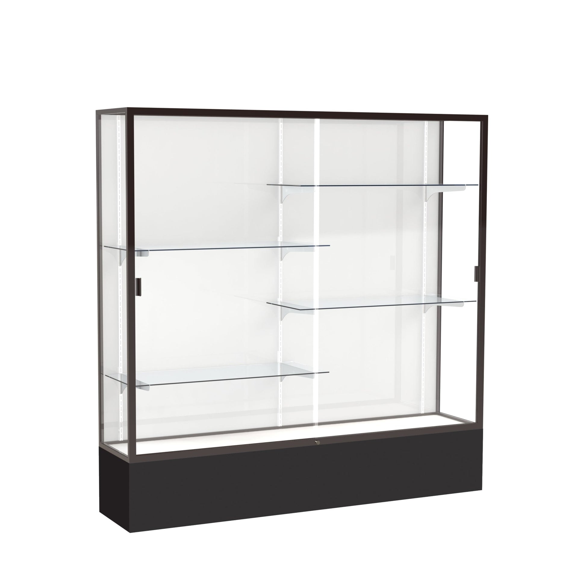 Ghent Spirit Floor Display Case, Unlighted, Aluminum Frame, 72"H x 72"W x 16"D - Waddell Display Collection (GHE - 376XX - XX - XX) - SchoolOutlet