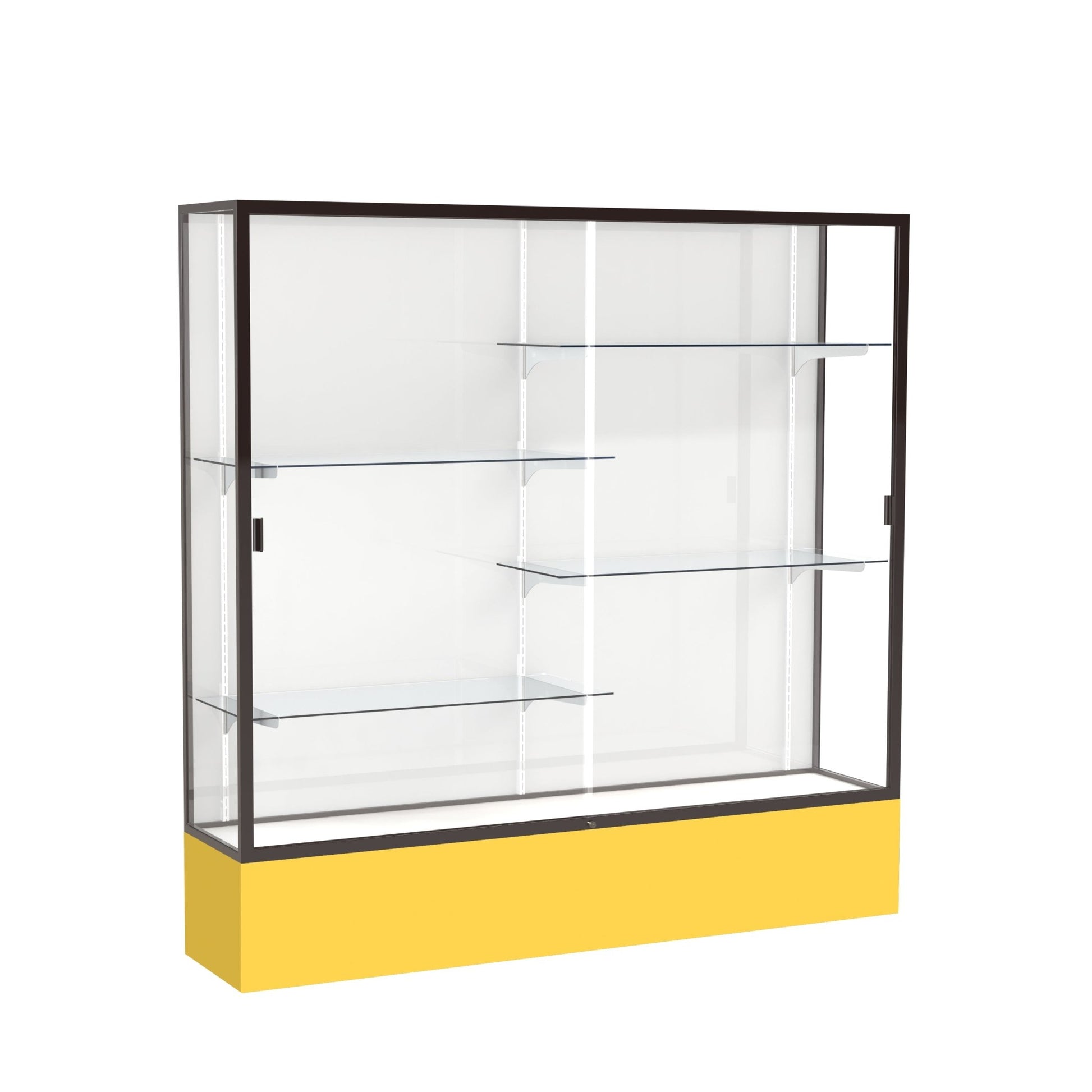 Ghent Spirit Floor Display Case, Unlighted, Aluminum Frame, 72"H x 72"W x 16"D - Waddell Display Collection (GHE - 376XX - XX - XX) - SchoolOutlet