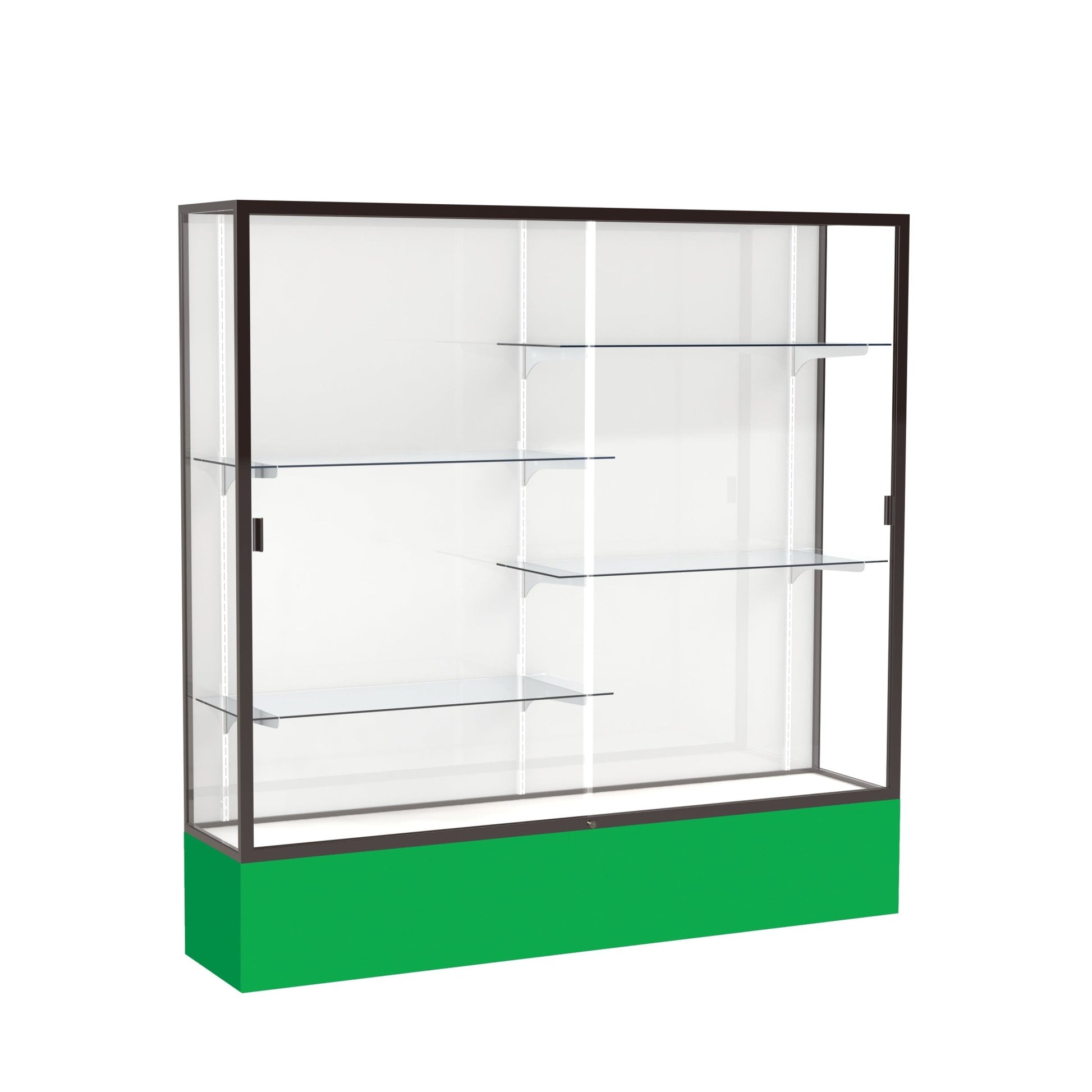 Ghent Spirit Floor Display Case, Unlighted, Aluminum Frame, 72"H x 72"W x 16"D - Waddell Display Collection (GHE - 376XX - XX - XX) - SchoolOutlet
