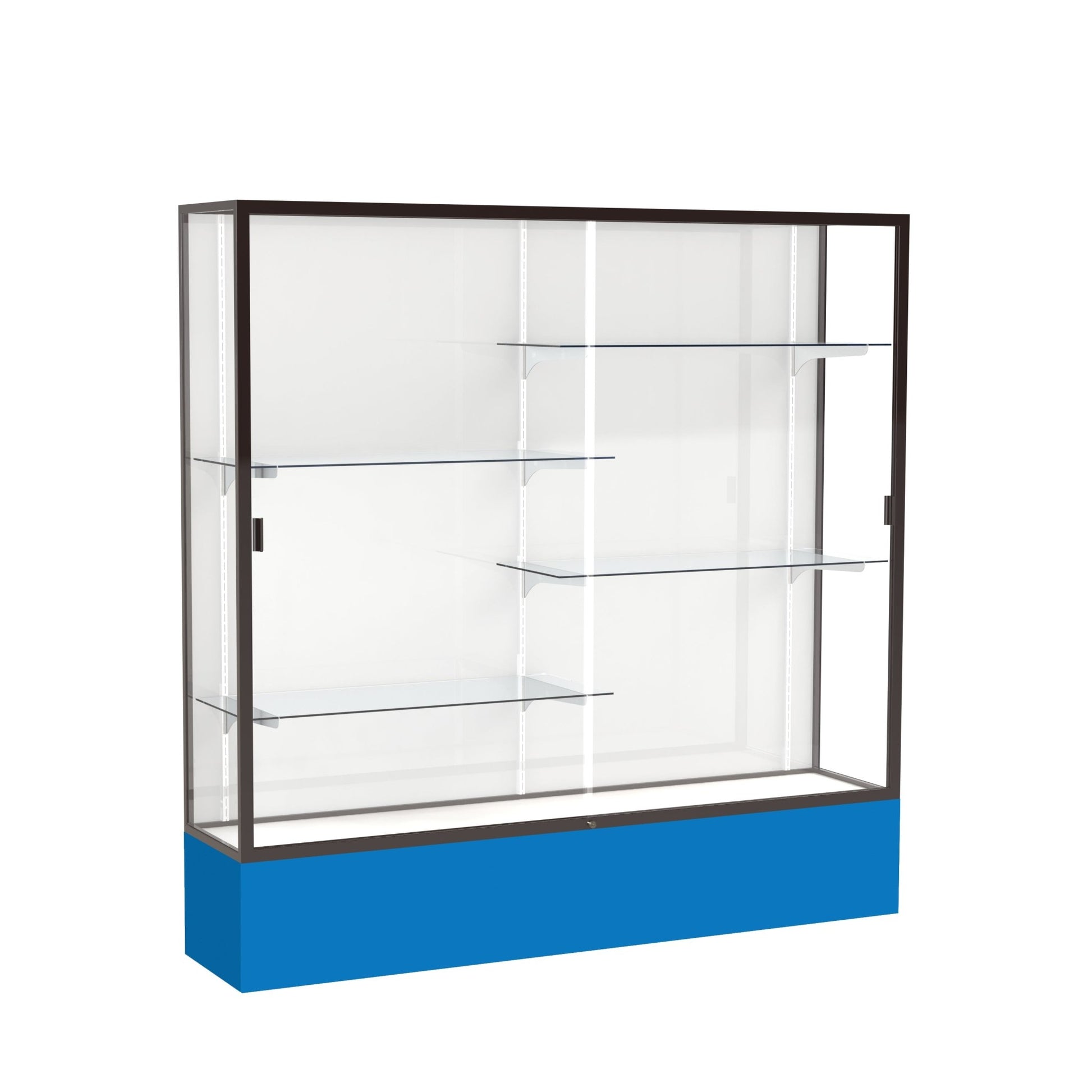 Ghent Spirit Floor Display Case, Unlighted, Aluminum Frame, 72"H x 72"W x 16"D - Waddell Display Collection (GHE - 376XX - XX - XX) - SchoolOutlet