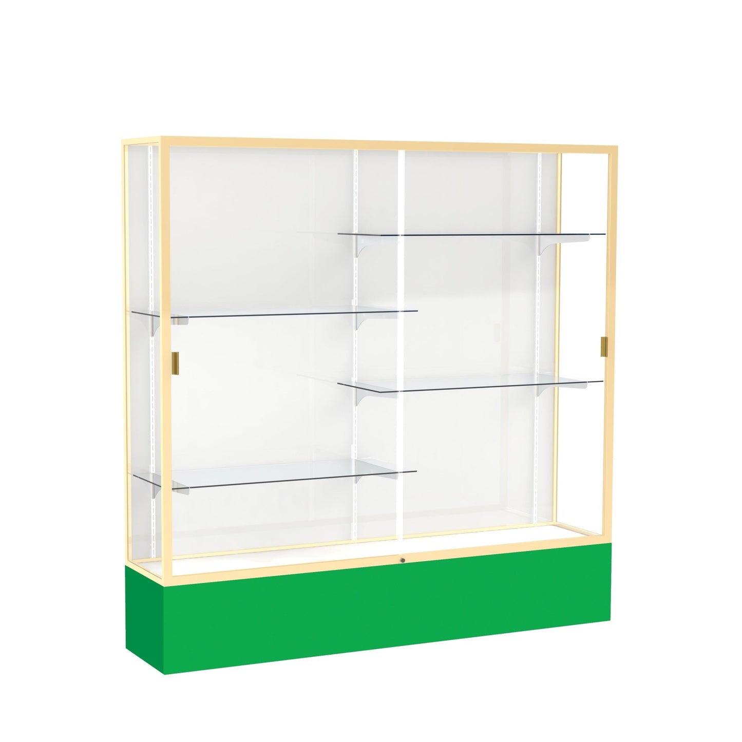 Ghent Spirit Floor Display Case, Unlighted, Aluminum Frame, 72"H x 72"W x 16"D - Waddell Display Collection (GHE - 376XX - XX - XX) - SchoolOutlet