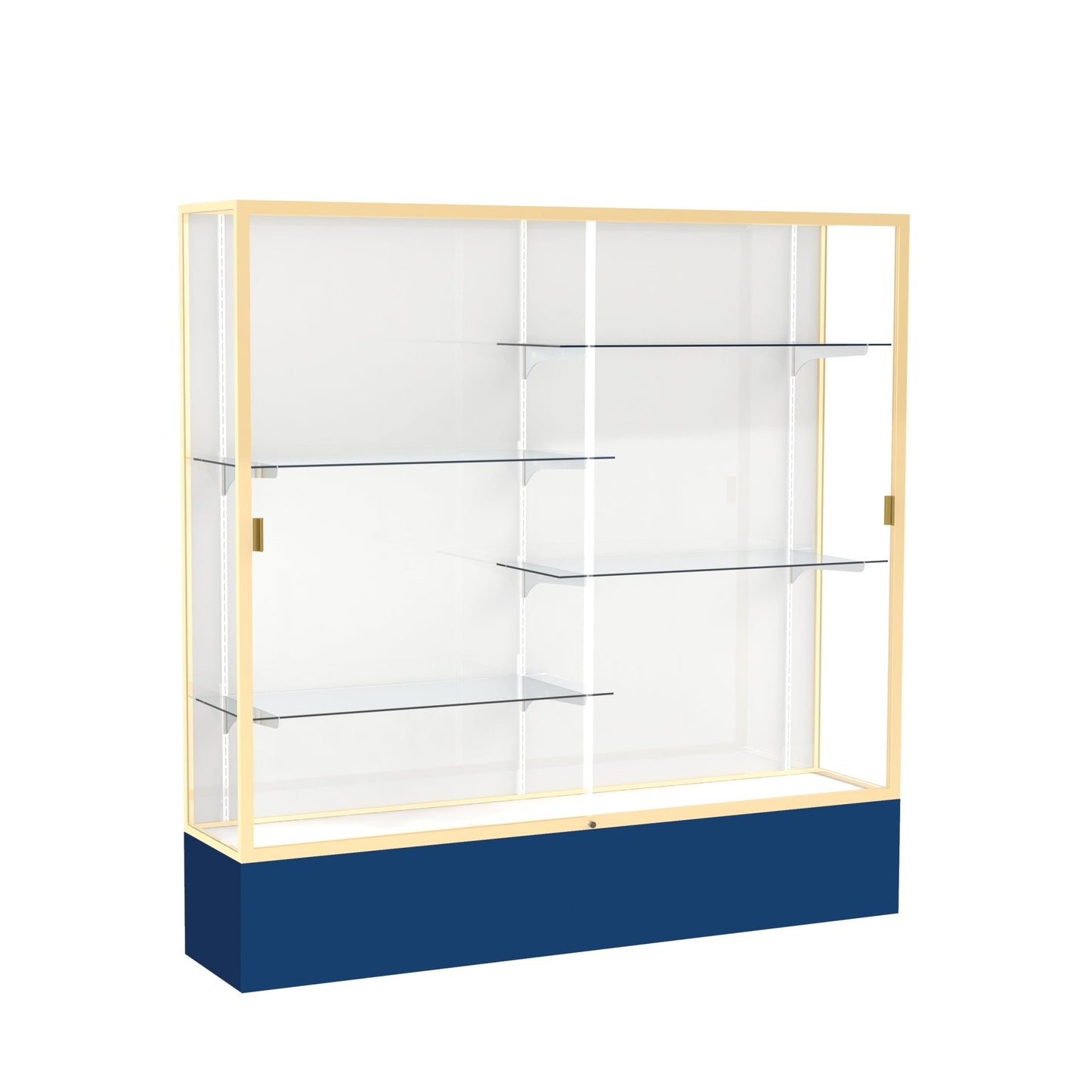 Ghent Spirit Floor Display Case, Unlighted, Aluminum Frame, 72"H x 72"W x 16"D - Waddell Display Collection (GHE - 376XX - XX - XX) - SchoolOutlet